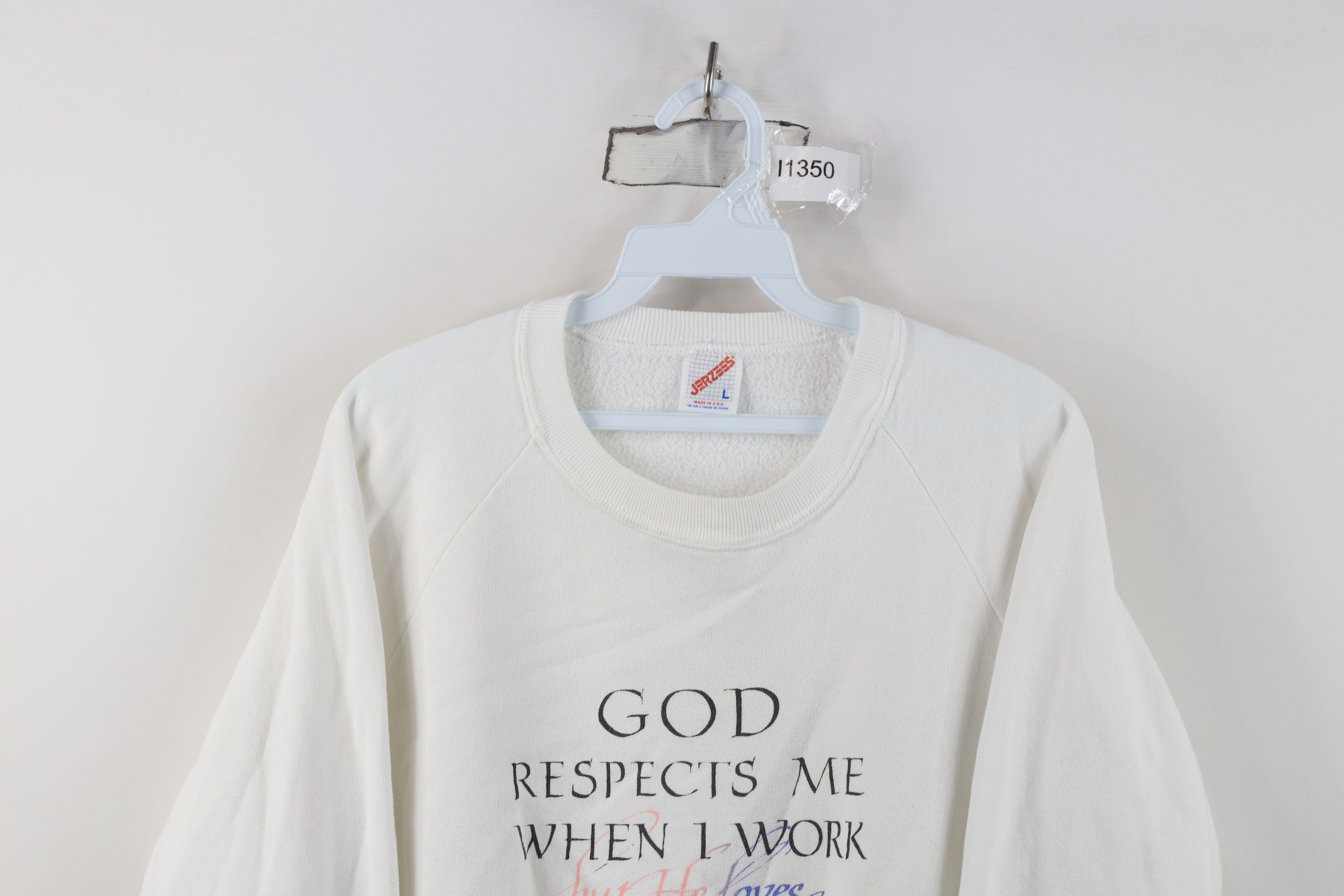 Vintage Vintage 90s Christian God Loves Me When I Sing Sweatshirt Size L / US 10 / IT 46 - 2 Thumbnail