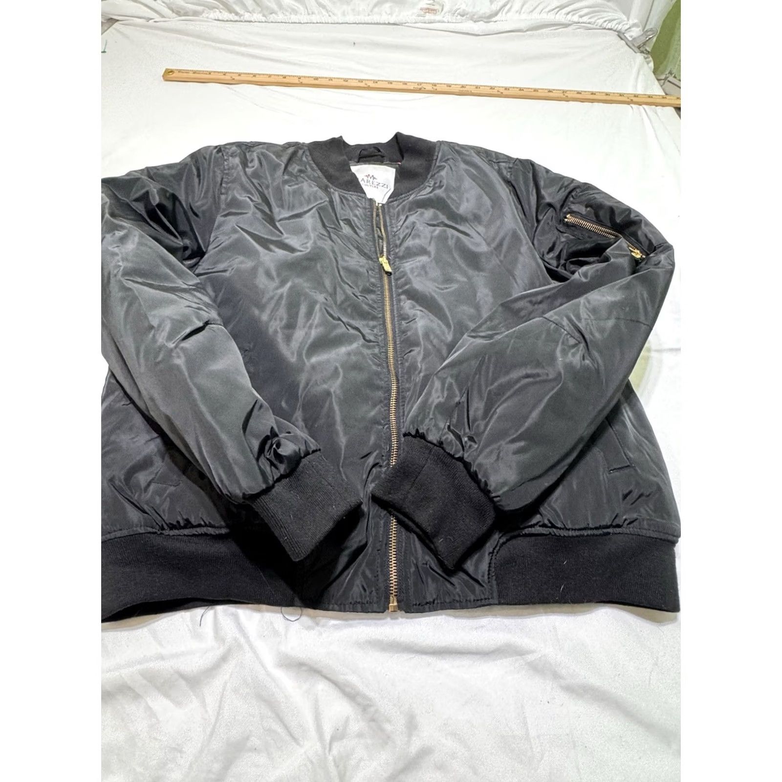 Vintage MAREZZI COUTURE Jacket XL Black Bomber Style Gold Full Zip Orange Interi Size XL / US 12-14 / IT 48-50 - 3 Thumbnail