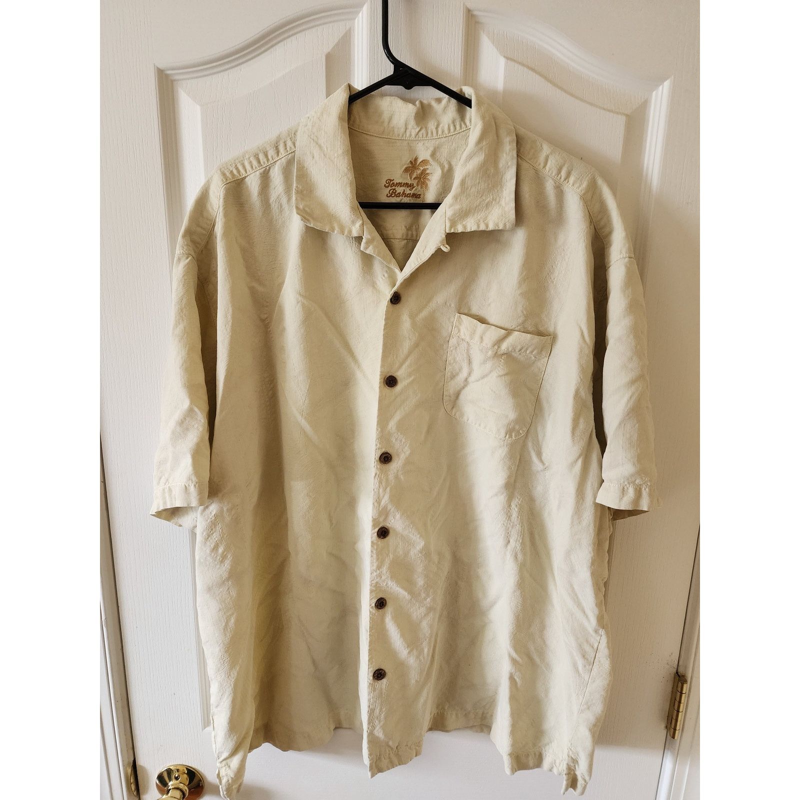 Tommy Bahama Tommy Bahama 100% Silk Textured Cream Size XXL Palm Leaf Size US XXL / EU 58 / 5 - 1 Thumbnail