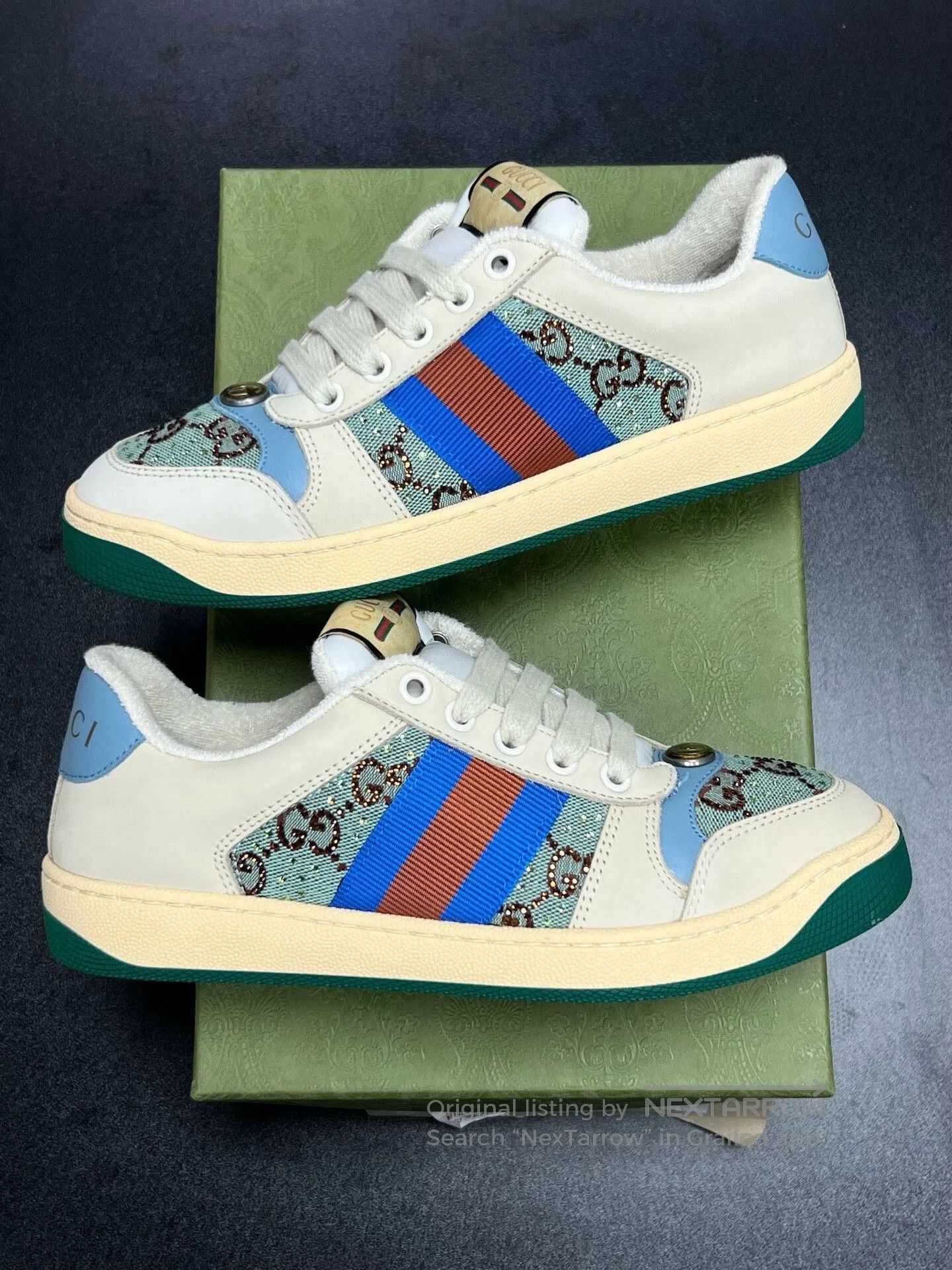 Gucci Gucci GG Enamel Sneakers Crystal White Blue. Size US 5.5 / EU 38 - 5 Thumbnail