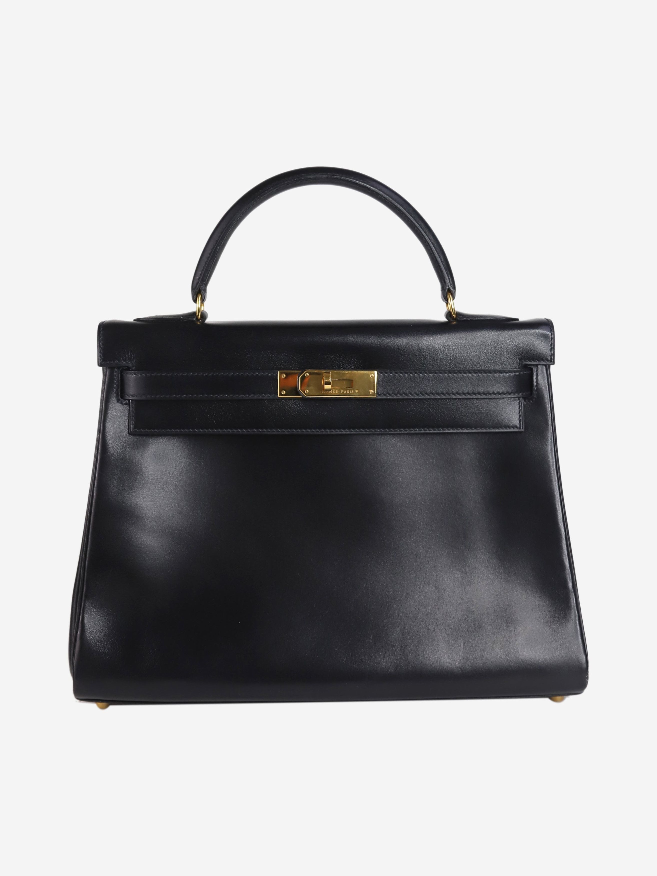 image of Hermes Black 1994 Kelly 32 Bag In Box Calf Leather, Women's