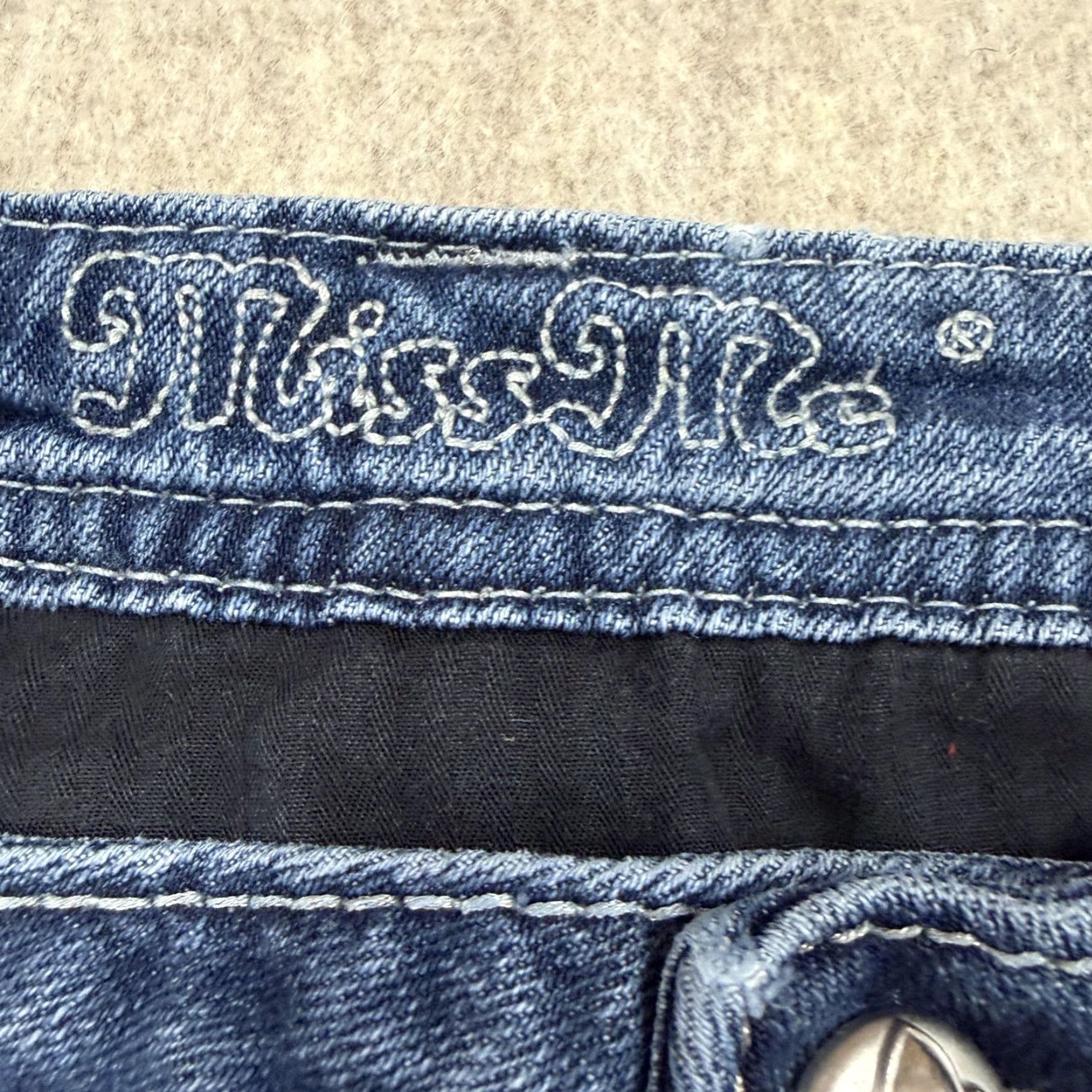 Miss Me Miss Me Jeans Womens 29 Blue Bootcut Sequin Rhinestone Flap Pockets JES731BR Size 29" - 7 Thumbnail