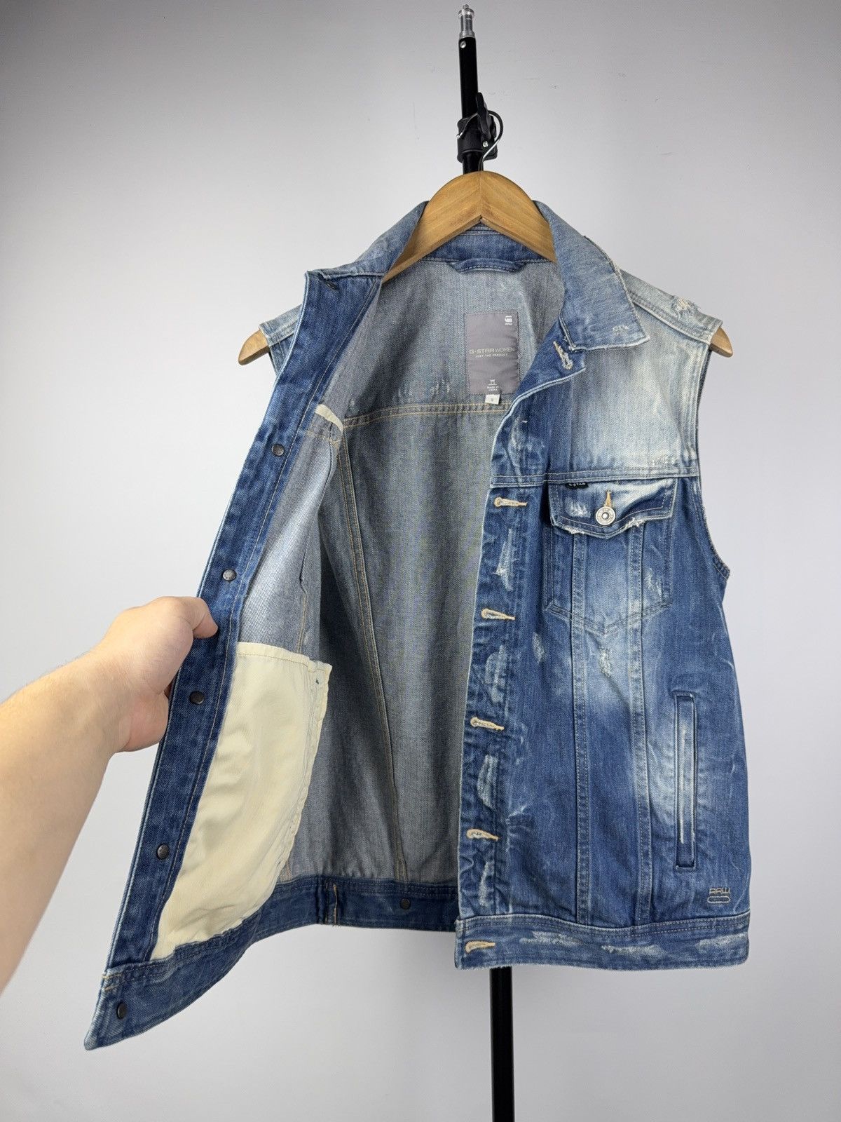 G-Star Vintage 00s G-Star RAW Distressed Denim Vest Retro Y2K Size US S / EU 44-46 / 1 - 10 Thumbnail