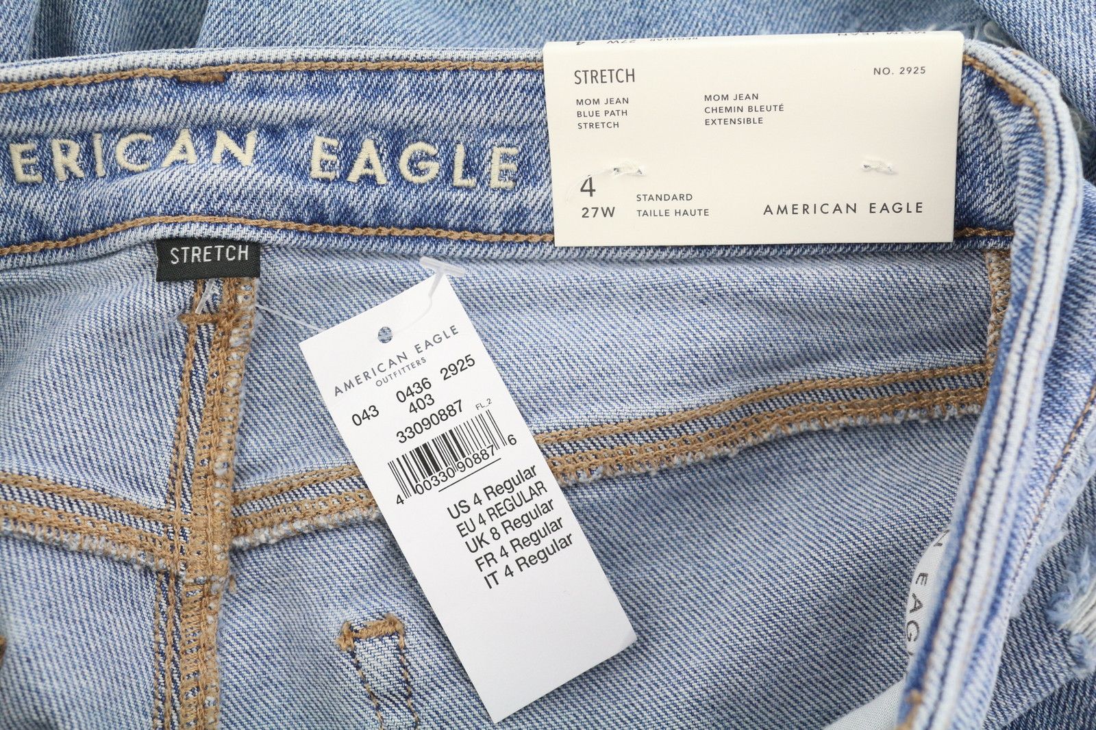 American Eagle Outfitters MOM W27 Blue Path Distress Jeans 88971 Size 27" / US 4 / IT 40 - 7 Thumbnail