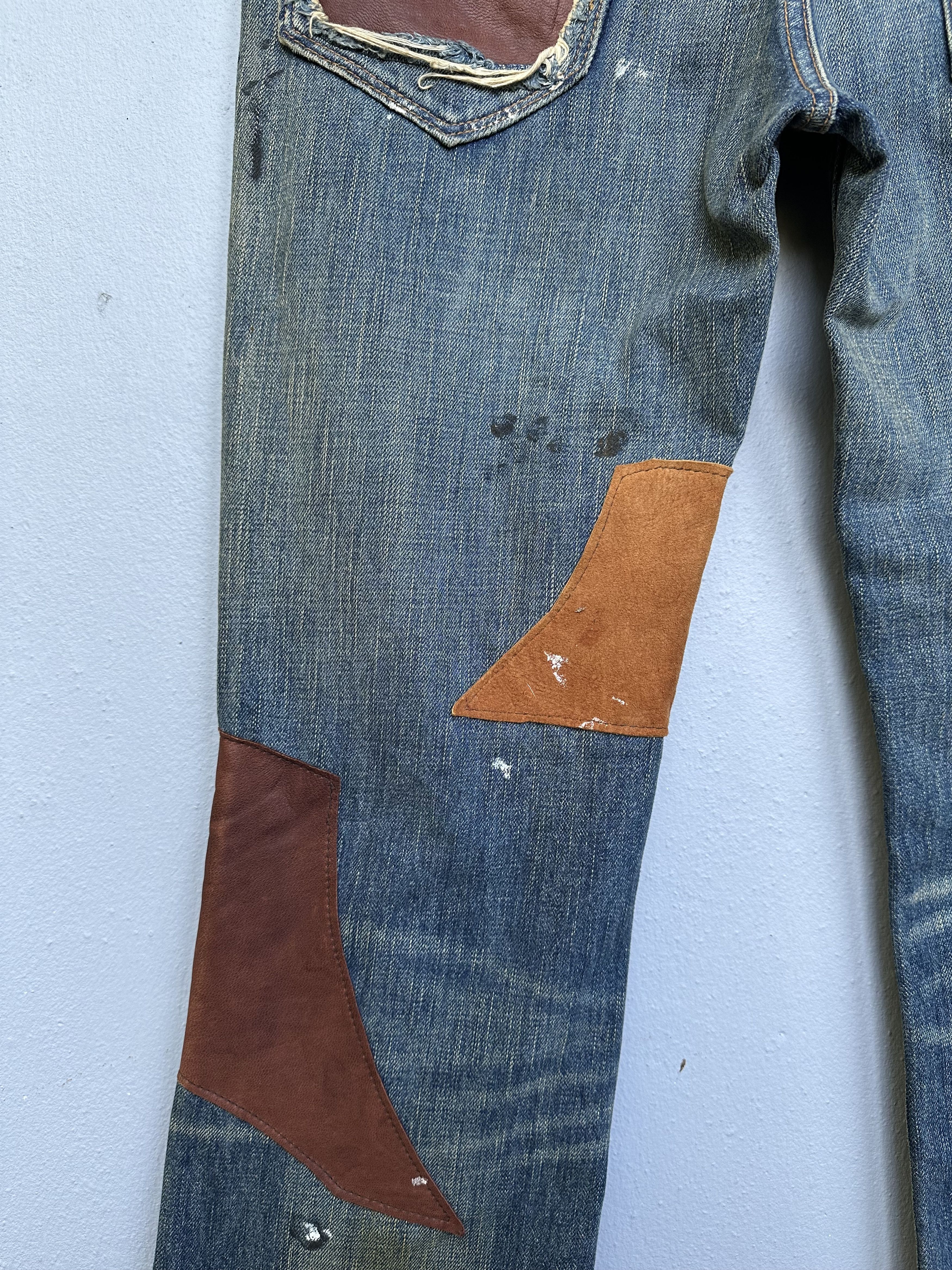 Japanese Brand Vtg Japanese Brand Bonds & Peace Rips Patchwork Denim Jeans Size US 31 - 20 Thumbnail