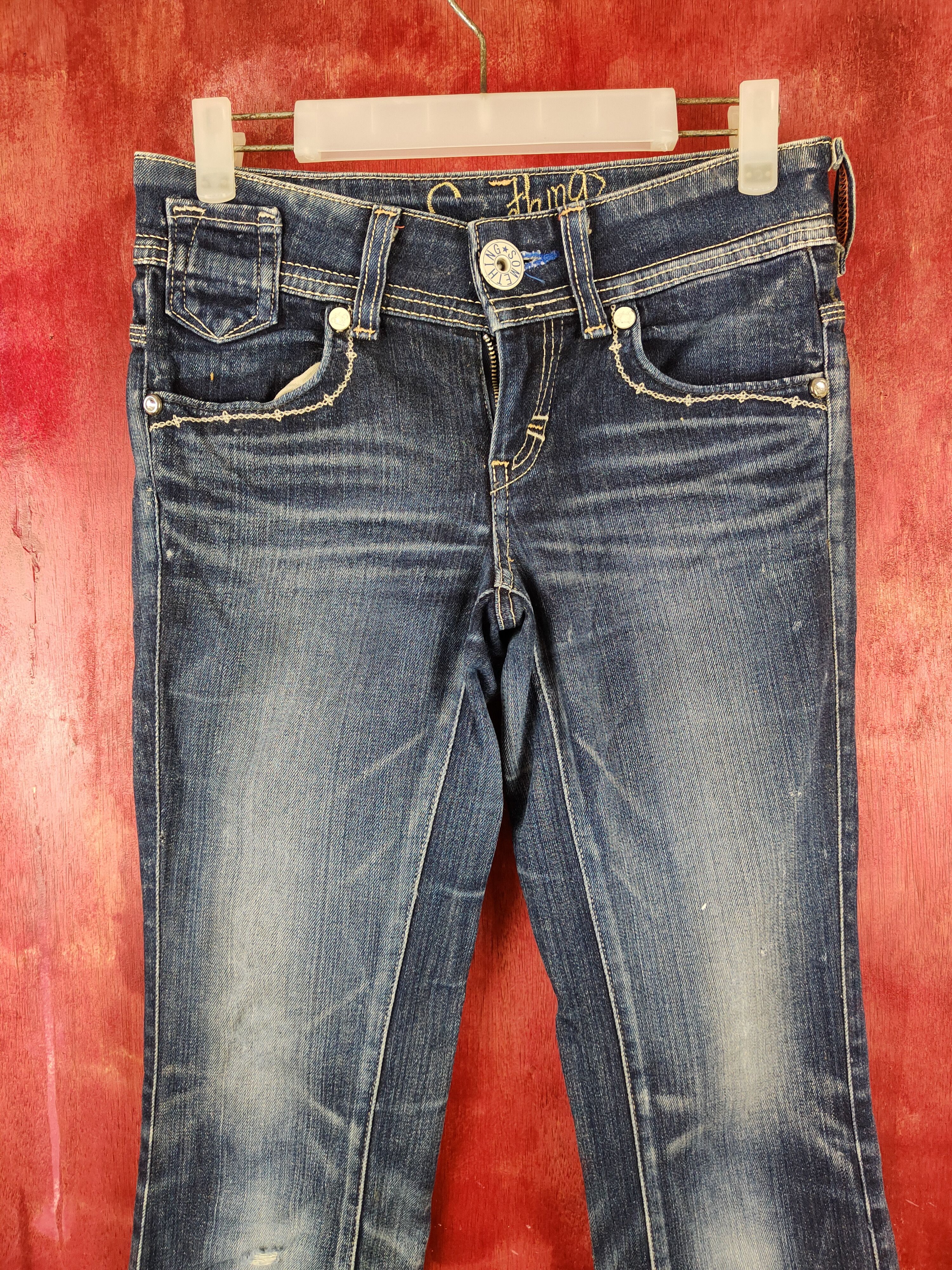 Japanese Brand Something Dark Blue Distressed Ripped Jeans #S2123 Size 28" / US 6 / IT 42 - 2 Thumbnail