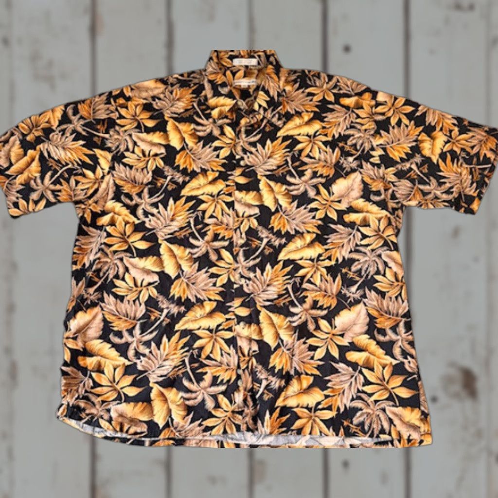 Pierre Cardin Pierre Cardin Mens XL Hawaiian Shirt Brown Leaf Print Short Sleeve Button-Up Size US XL / EU 56 / 4 - 1 Thumbnail