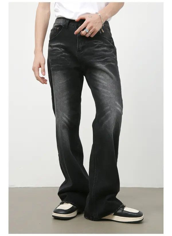 Japanese Brand Lightning pattern distressed loose washed flared jeans Size US 32 / EU 48 - 1 Thumbnail