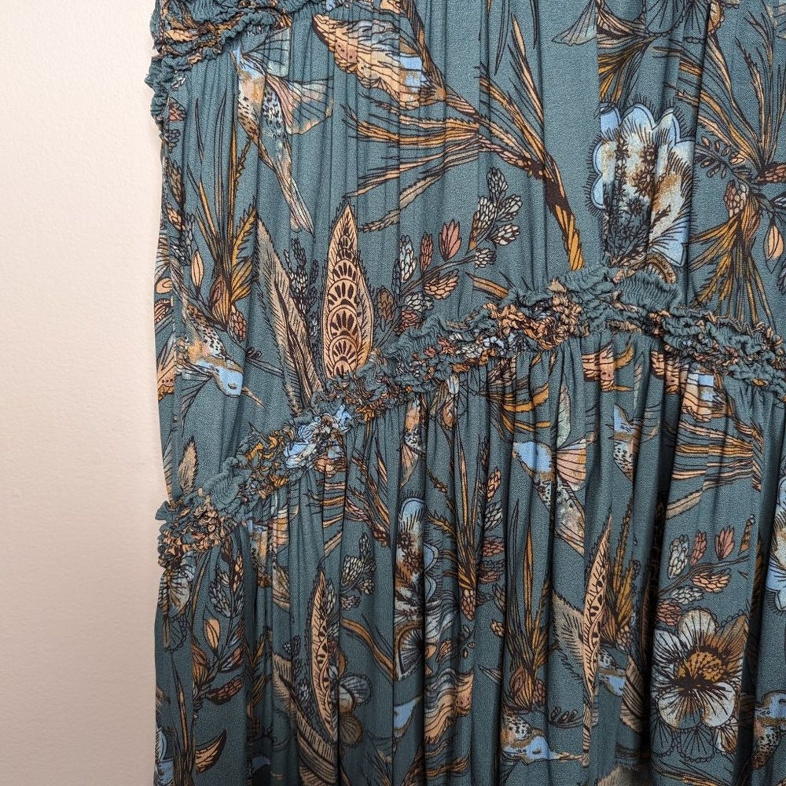 Free People Free People Blue Haze Tank Top Floral Print V-Neck Ruffle S Size S / US 4 / IT 40 - 5 Thumbnail