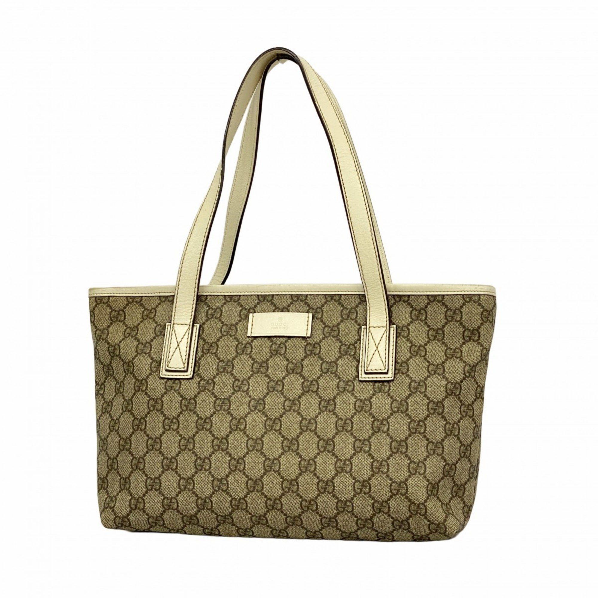 Gucci Tote Bag GG Supreme 211138 Brown White Women's