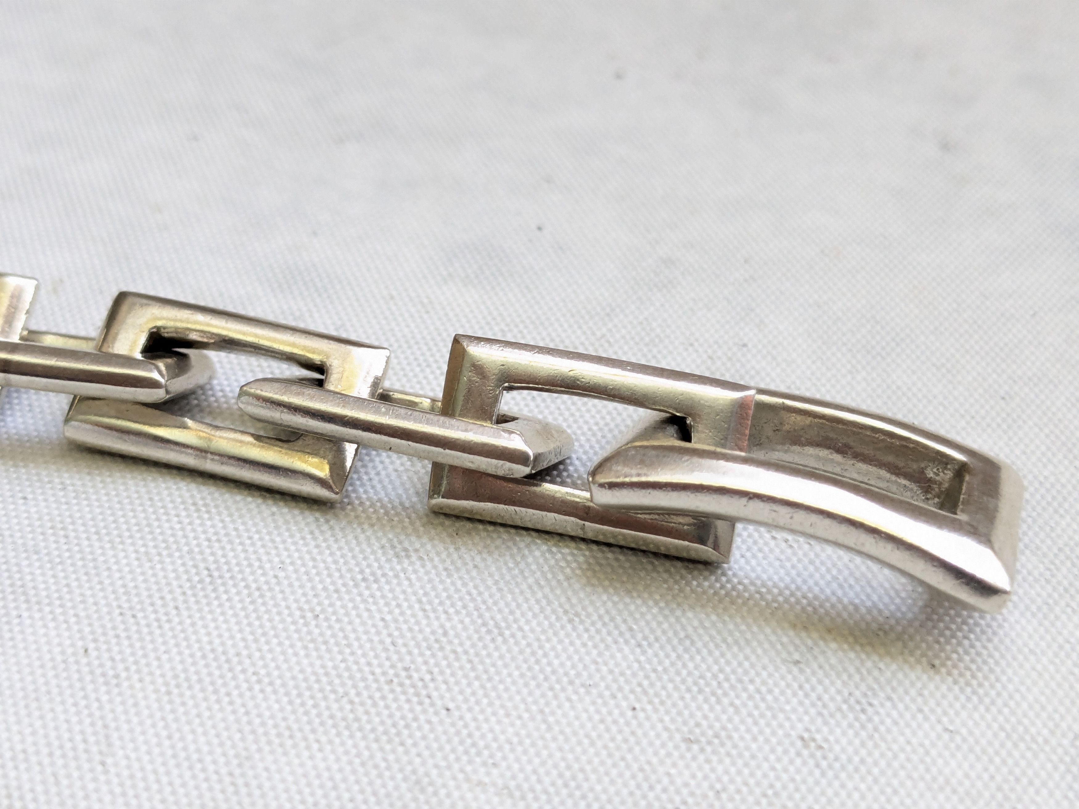 Jewelry Sterling Silver Bracelet Rectangle 7.25" Biker Heavy Size ONE SIZE - 10 Thumbnail