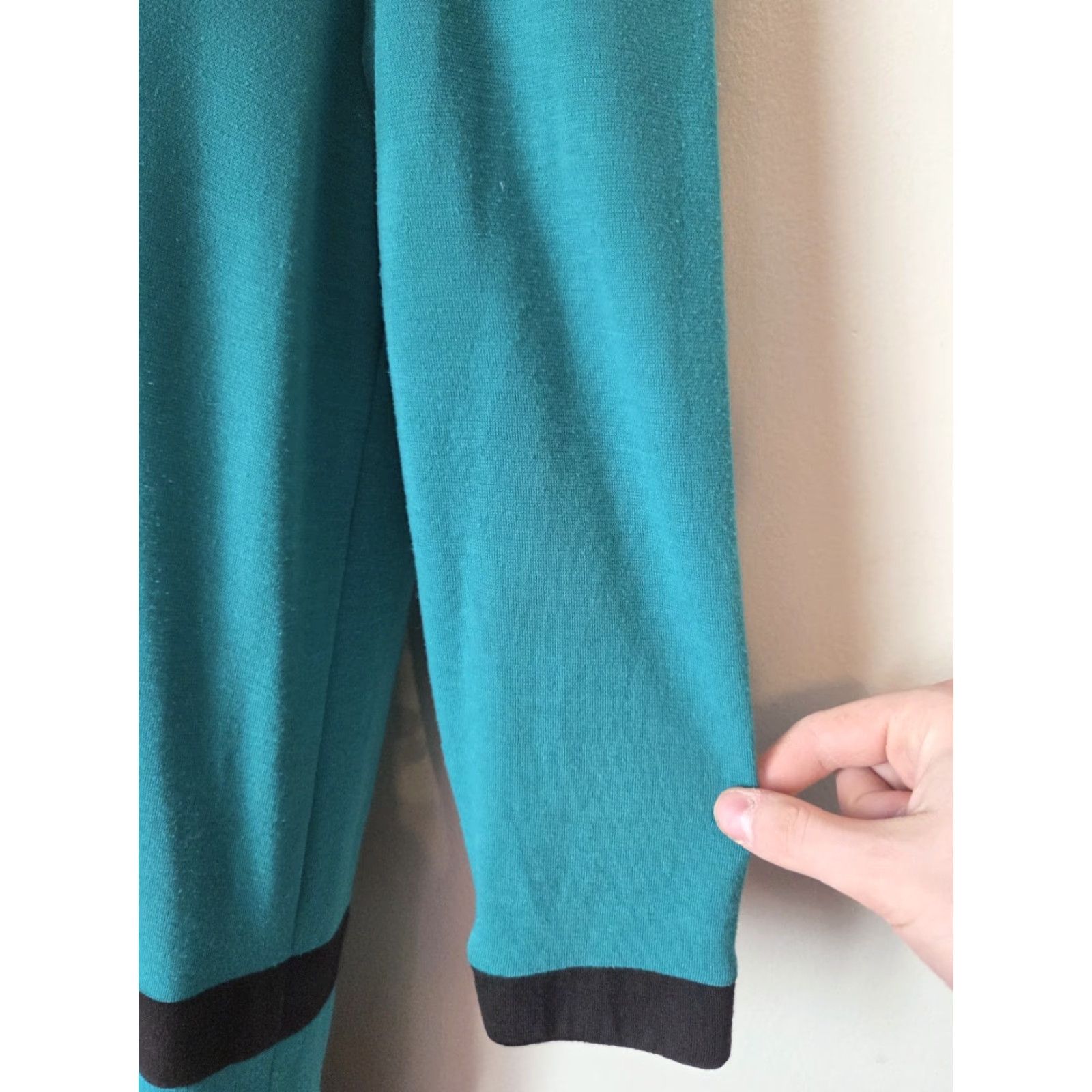 Altea VINTAGE 80s Caron Petite Teal Black New Wave Drop Waist Midi Dress Size 8 Size M / US 6-8 / IT 42-44 - 5 Thumbnail