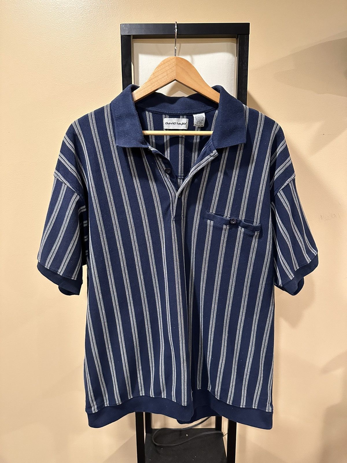 Vintage David Taylor Striped Polo Shirt