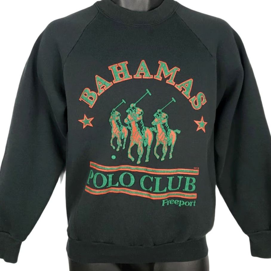 Fruit Of The Loom VINTAGE Freeport Bahamas Polo Club Sweatshirt Mens Size S Black Cotton Blend Crew Neck 90s Made In USA Size US S / EU 44-46 / 1 - 2 Thumbnail