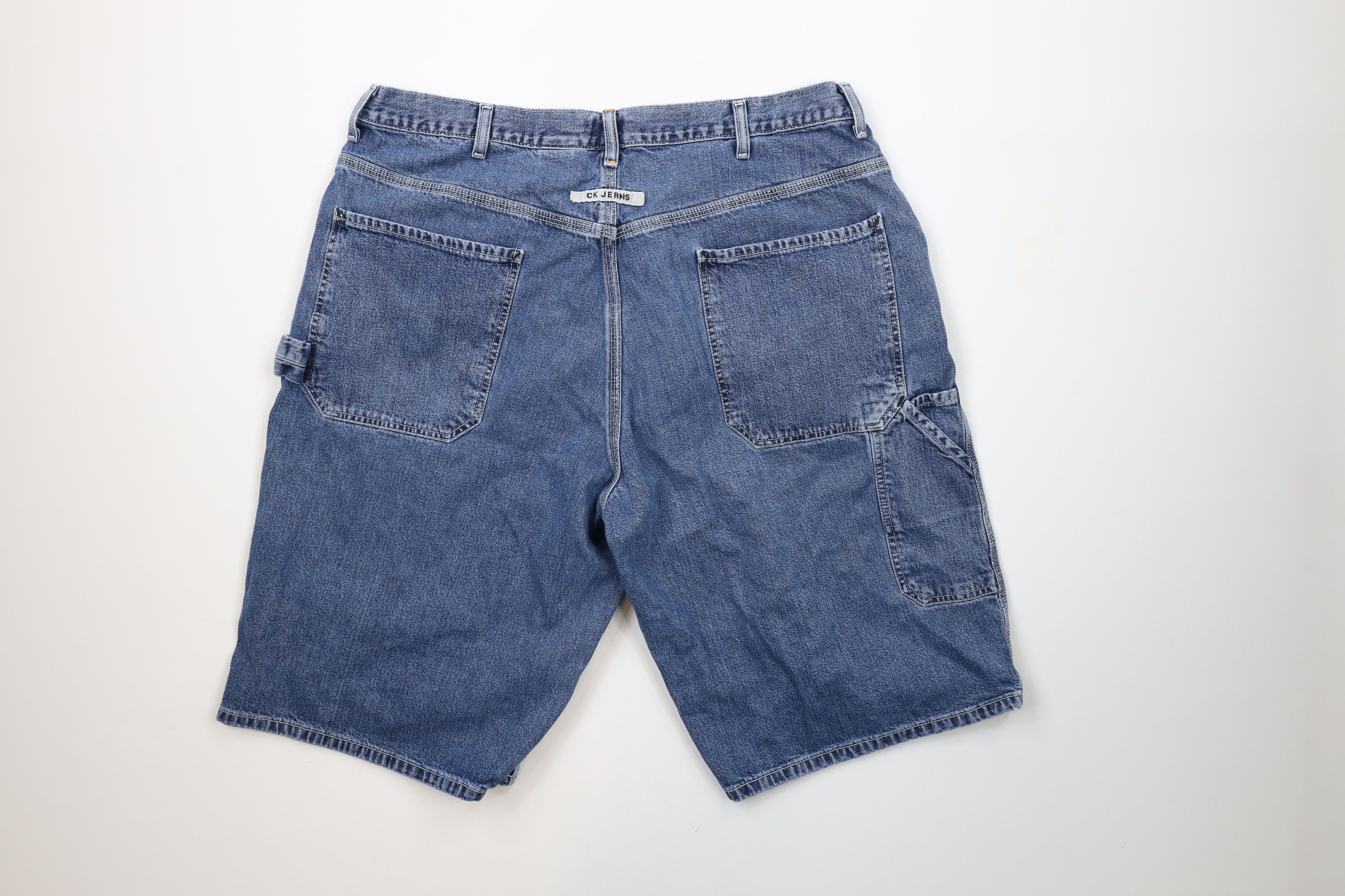 Calvin Klein × Vintage Vintage 90s Calvin Klein Baggy Dungaree Denim Shorts Jorts Size US 38 / EU 54 - 9 Thumbnail