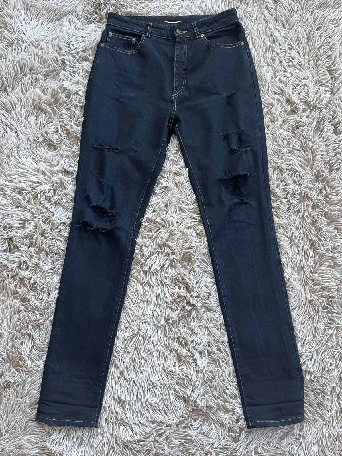 Saint Laurent Paris Saint Laurent Paris Destroyed Hedi Jeans Size US 32 / EU 48 - 1 Thumbnail
