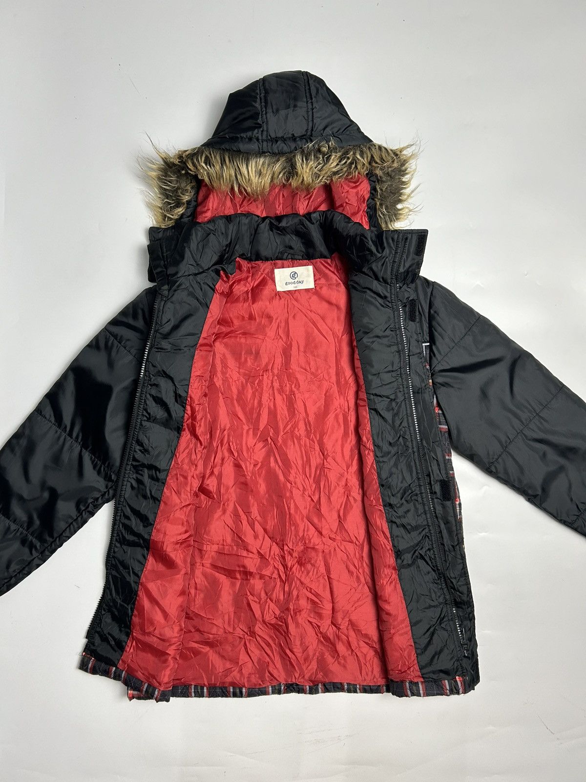 Japanese Brand GOOD DAY FAUX FUR HOODIE MULTI POCKET JACKET Size US S / EU 44-46 / 1 - 3 Thumbnail