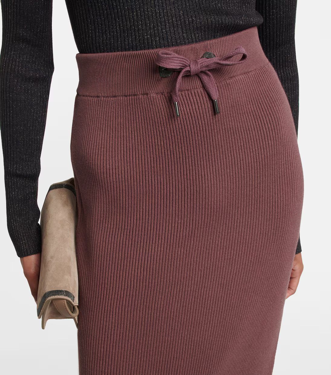 Brunello Cucinelli o1y0725 Midi Skirt in Mauve Size 28" / US 6 / IT 42 - 2 Thumbnail