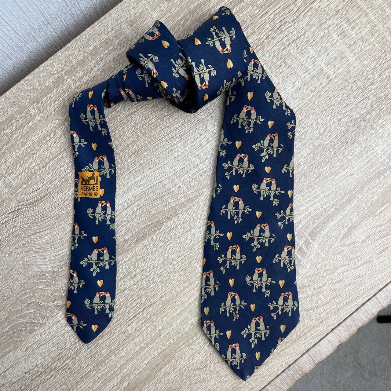 Hermes Hermes Paris Silk Tie 7481 IA Parrots Blue Size ONE SIZE - 3 Thumbnail