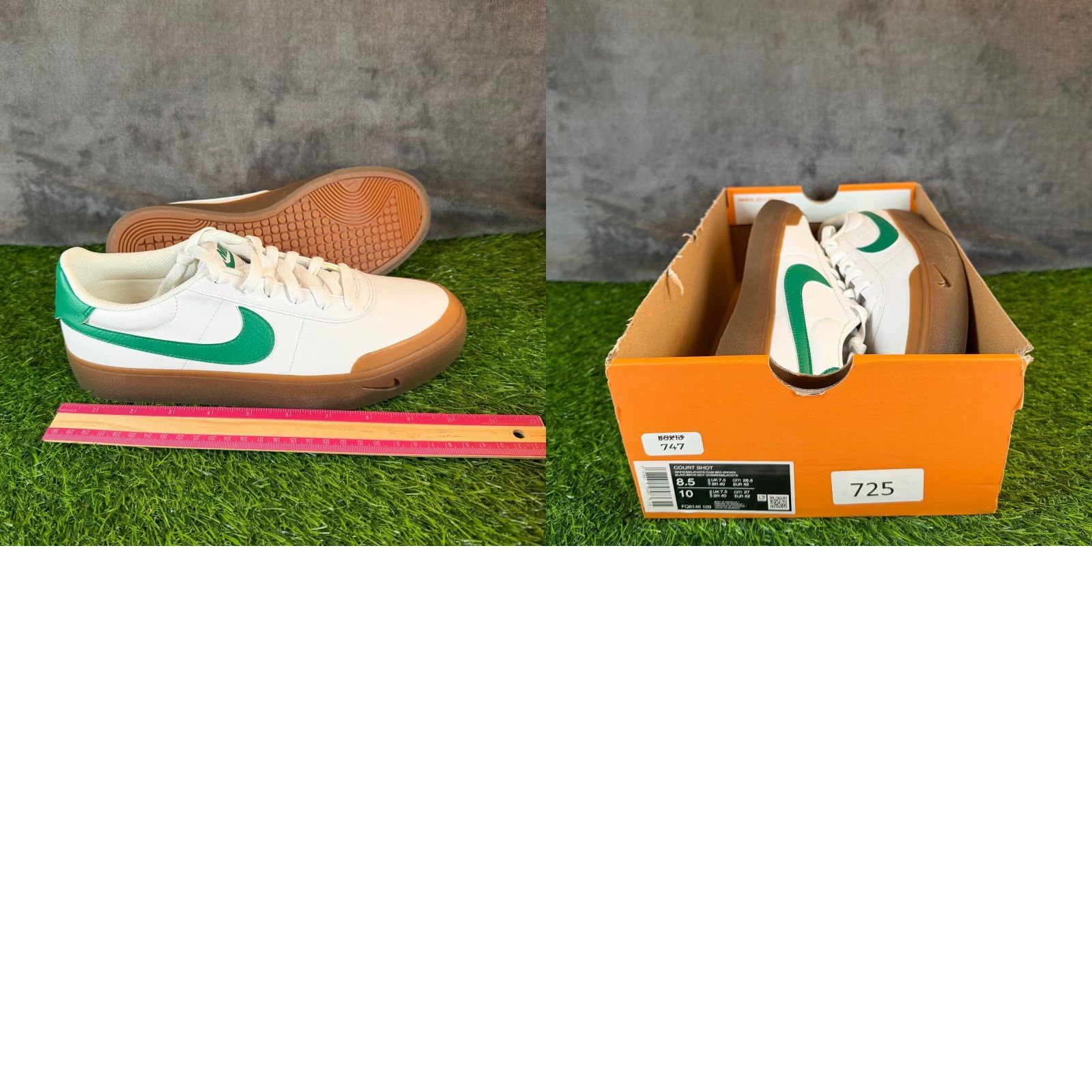 Nike Nike Court Shot Low Top Sneakers Mens 8.5 White Green Gum Sole Casual Shoes Leather Canvas Comfort Cushioned Lace Up Size US M / EU 48-50 / 2 - 9 Thumbnail