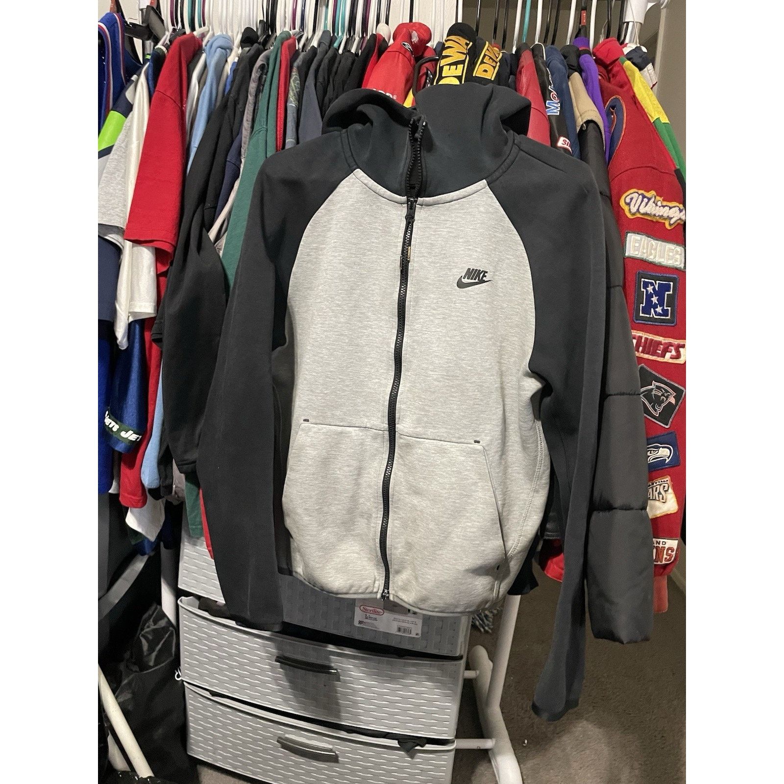 Nike Size M-Nike Tech Fleece Full Zip Up Hoodie Dark Grey/Black Size US M / EU 48-50 / 2 - 1 Thumbnail