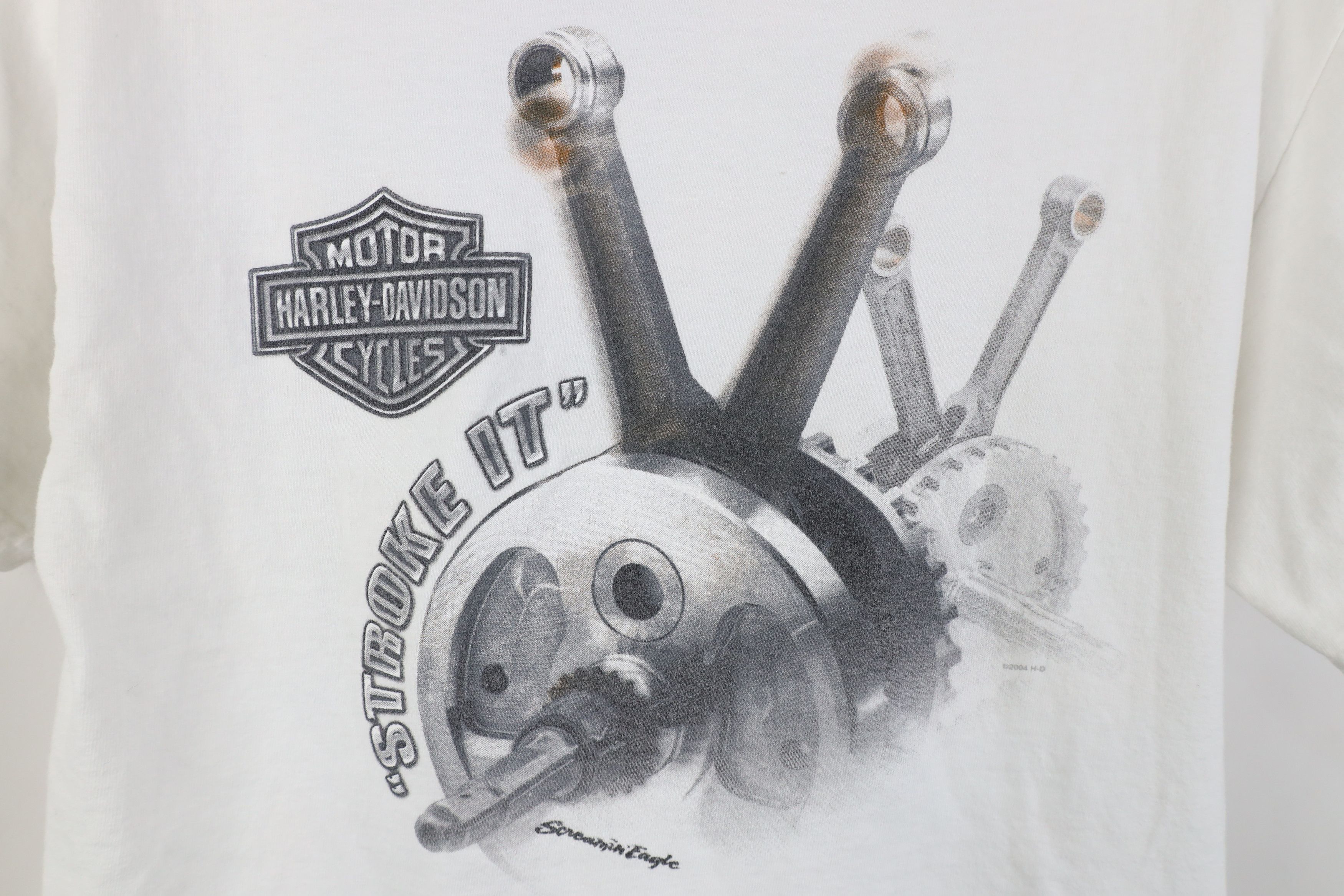 Harley Davidson Vintage Y2K 2004 Harley Davidson Stroke It T-Shirt White Size S / US 4 / IT 40 - 4 Thumbnail