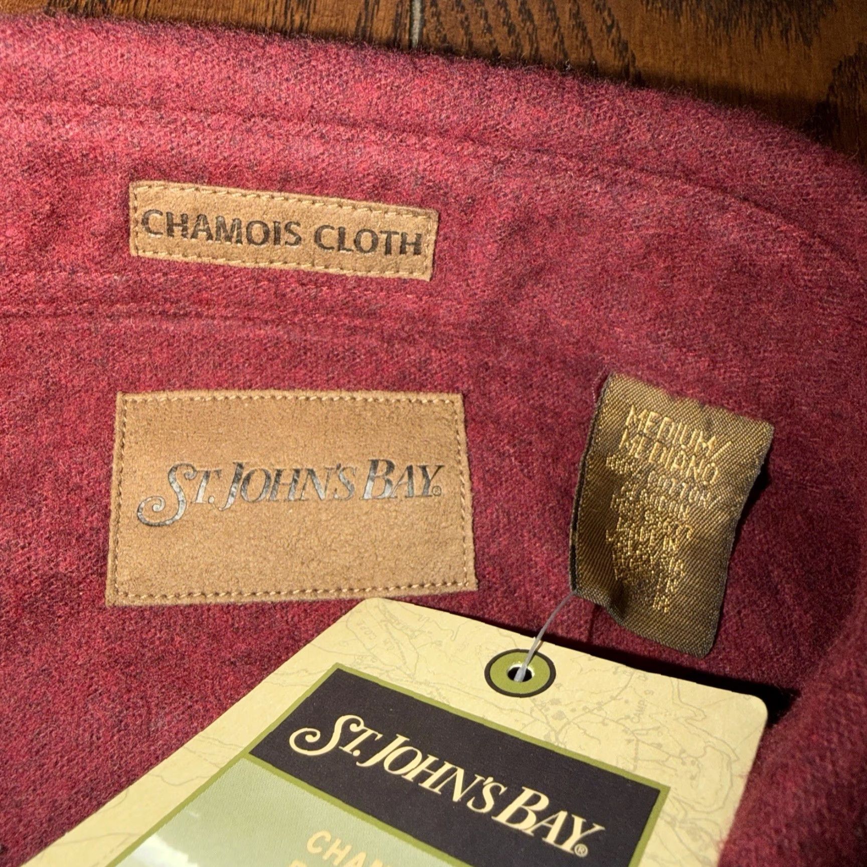 Vintage St. John's Bay Chamois Cloth Shirt Mens Medium Button-Up Dark Red Heather NWT Size US M / EU 48-50 / 2 - 2 Thumbnail