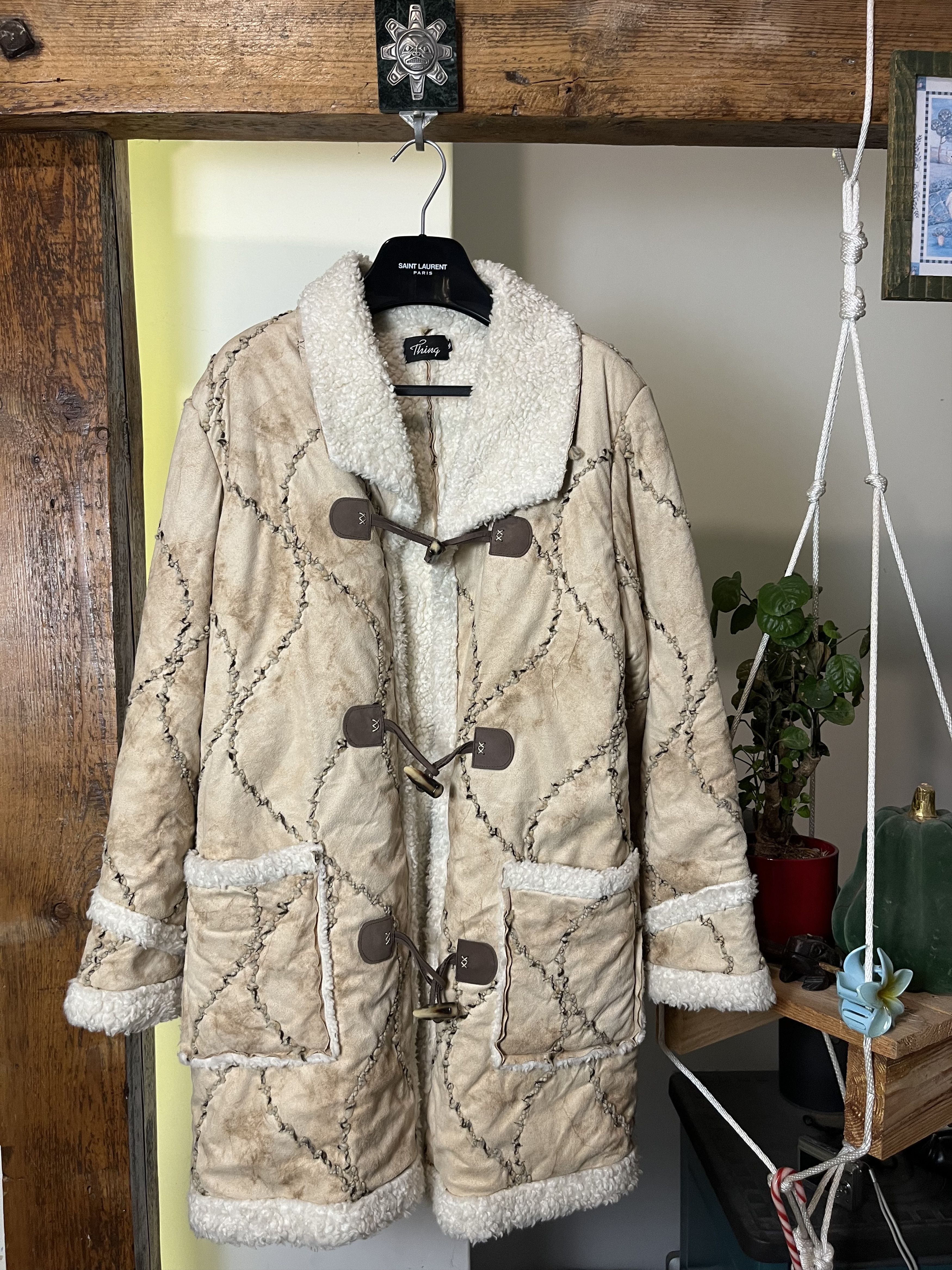 Other Vintage y2k Avant Garde Patchwork Sherpa Long Coat Size US M / EU 48-50 / 2 - 1 Thumbnail
