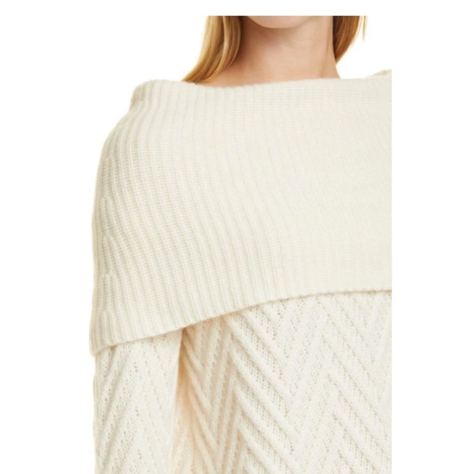 Nordstrom Chevron Pattern Cashmere Cowl Neck Sweater NORDSTROM Size S / US 4 / IT 40 - 4 Thumbnail