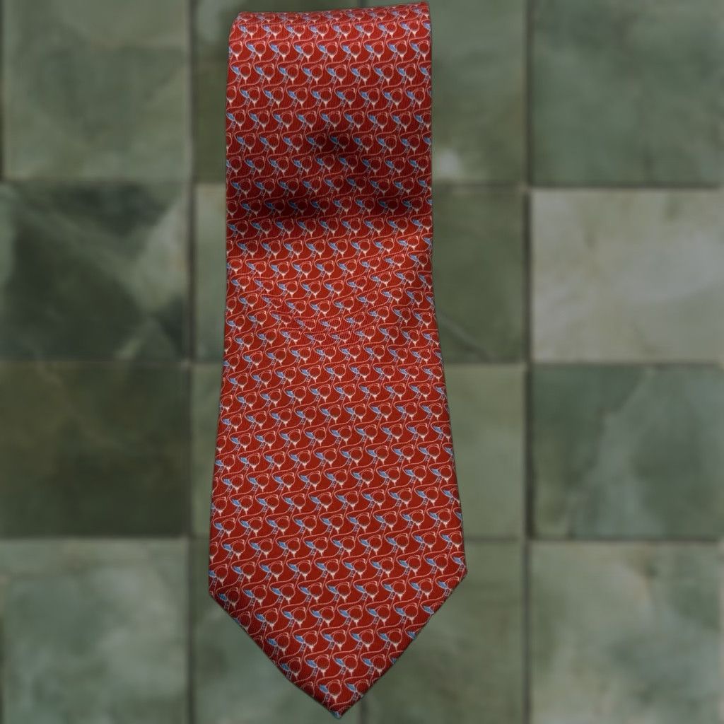 Vintage VINTAGE Robert Jensen Tie Red Geometric Pattern 100% Silk Hand Sewn Made In Italy Size ONE SIZE - 1 Thumbnail