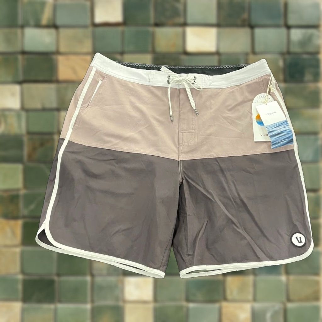 VUORI Boardshorts Men 34 Cruise V314 Sangria Colorblock Brown Polyester NPS vs-166210