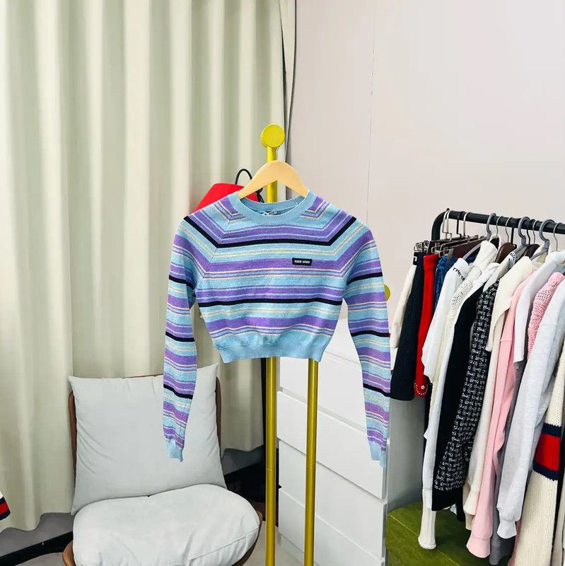 Miu Miu Miu Miu Blue Silk Pullover Sweater 0089 Size S / US 4 / IT 40 - 1 Thumbnail