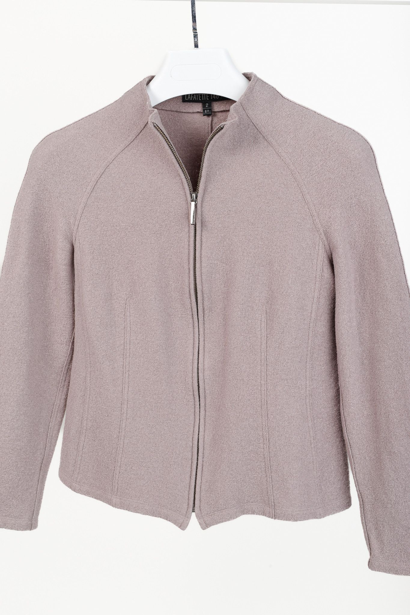 Lafayette 148 Lafayette 148 Lavender Boiled-Wool Zip Jacket Size XS / US 0-2 / IT 36-38 - 3 Thumbnail