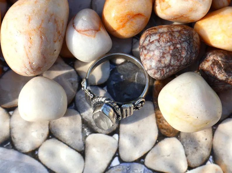Handmade Crystal Quartz Ring, 925 Silver Marquise Gemstone Ring Size ONE SIZE - 6 Thumbnail