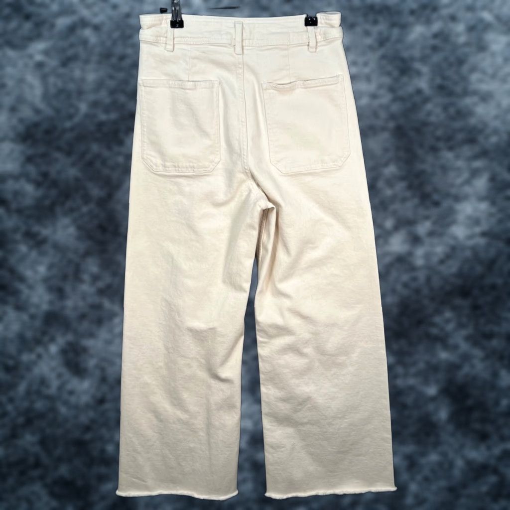 Zara Zara Womens Pants Size 6 White Wide-Leg Cotton Blend Inseam 27" Vintage: No, Regular Rise High Flat Front casual Shoes? Size 28" / US 6 / IT 42 - 1 Thumbnail