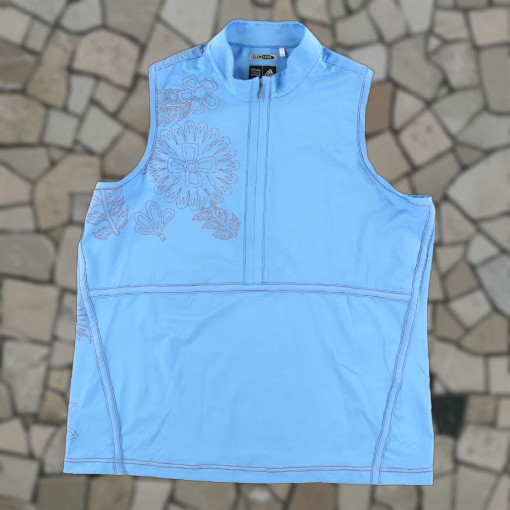 Adidas Adidas 1/2 Zip Golf Stretch Solid Mock Polo Shirt Blue Women's L Size L / US 10 / IT 46 - 1 Thumbnail