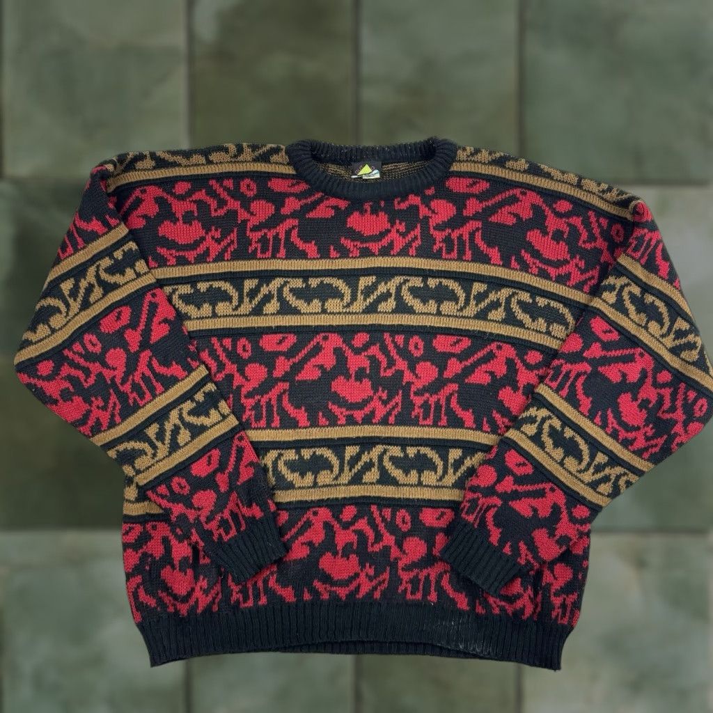 Vintage VINTAGE Out Of Bounds Sweater Shirt Womens XL Red 80s USA Pullover Crew Neck Geometric Pattern Size XL / US 12-14 / IT 48-50 - 1 Thumbnail