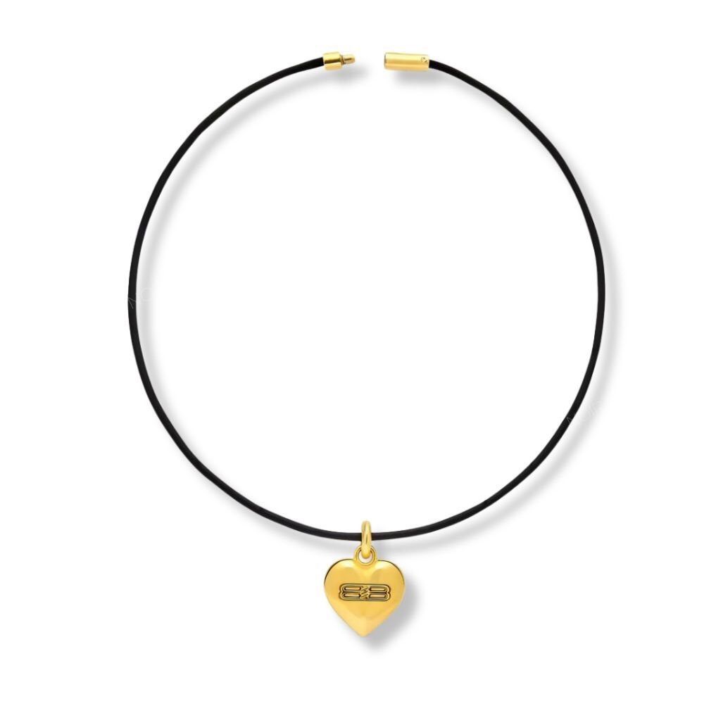 Balenciaga o1mt1gz1224 Size: OS / BB Icon Heart Necklace in Black/Gold Size ONE SIZE - 2 Thumbnail