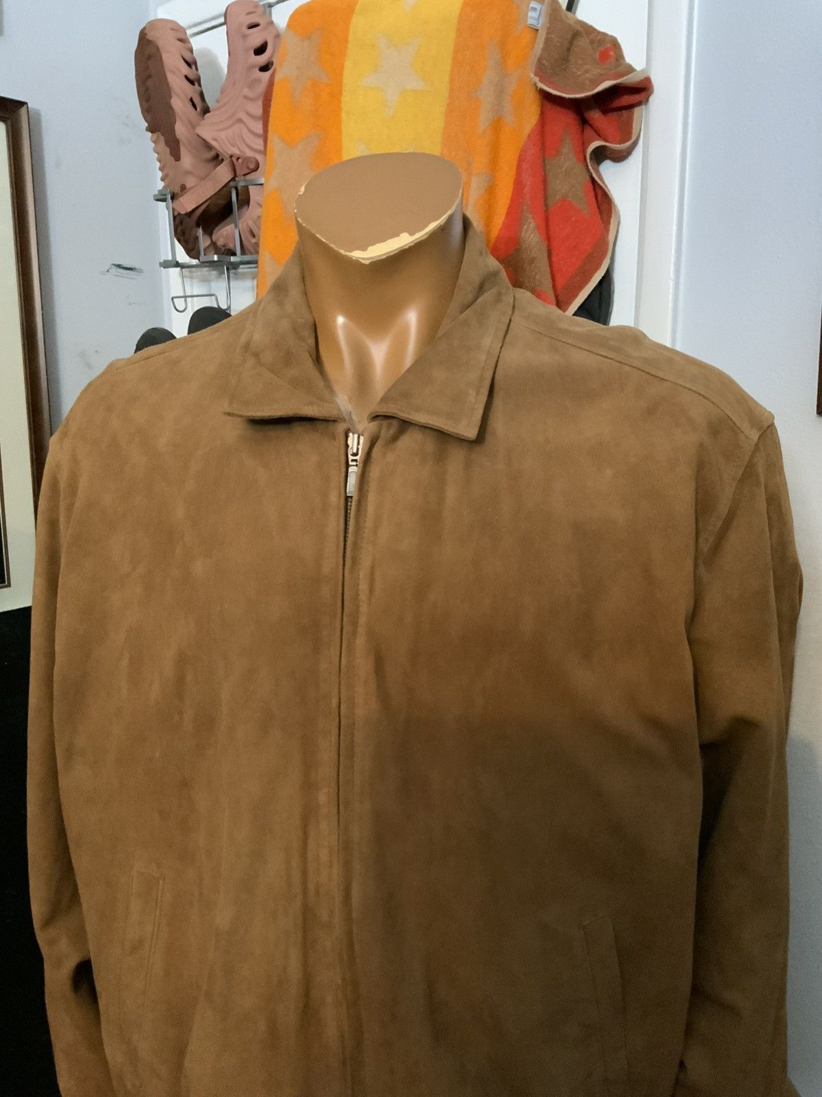 Golden Bear × Vintage Vintage Golden Bear Suede Leather Cognac Zip Bomber Jacket Size US XL / EU 56 / 4 - 19 Thumbnail