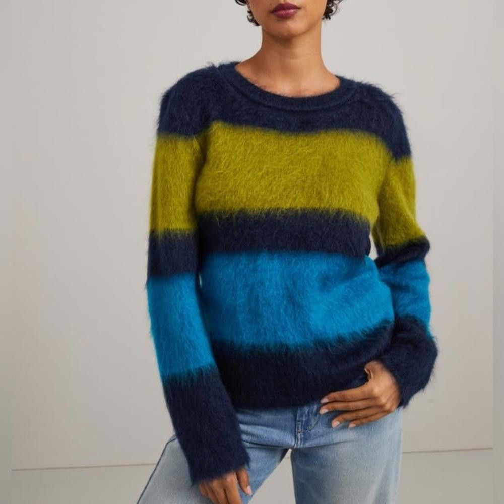 Designer Made In Italy Max Mara Label-cut Mohair Stripped Sweater M Size M / US 6-8 / IT 42-44 - 3 Thumbnail