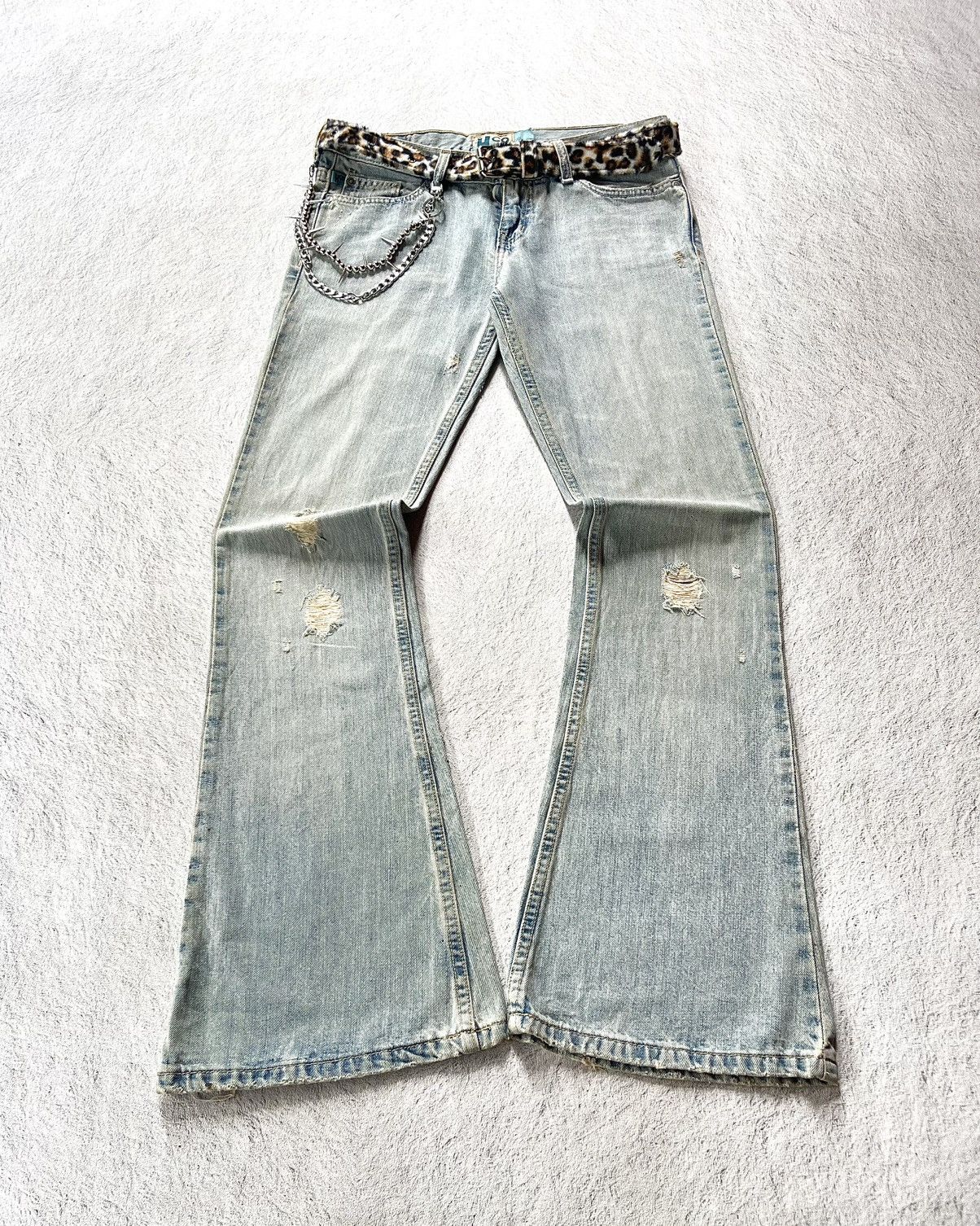 Pre-owned If Six Was Nine X Le Grande Bleu L G B Need Gonenwt! Hco Super Flare Distressed Jean In Ice Blue