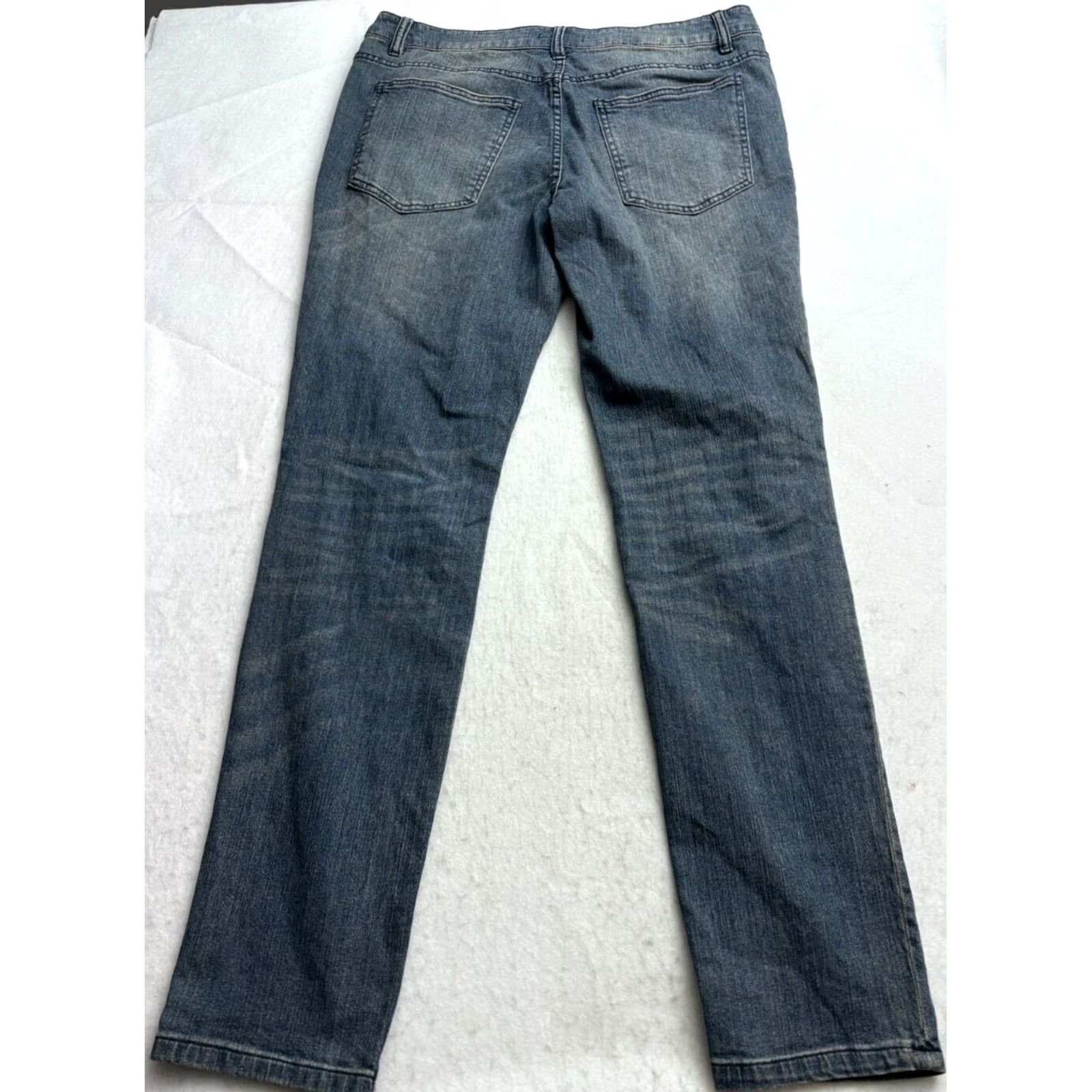 Denime VINTAGE Jackson Jeans Skinny Blue Denim Distressed Destroyed Wash Zip Button Mens 34x32 Size US 34 / EU 50 - 6 Thumbnail