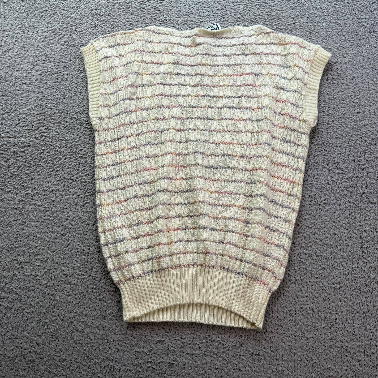 Other Vintage 90s Pastel Striped Knit Sweater Vest M Kenneth Too Size M / US 6-8 / IT 42-44 - 2 Thumbnail