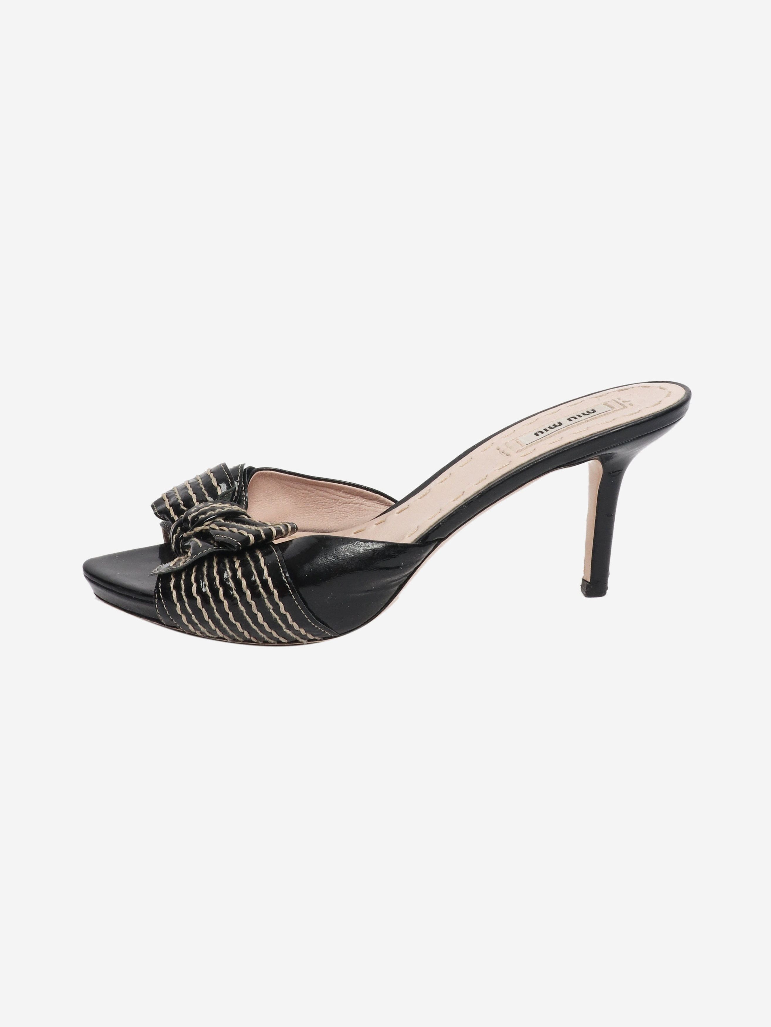Miu Miu Black patent bow mules - EU 40.5 Size US 10 / IT 40 - 1 Thumbnail