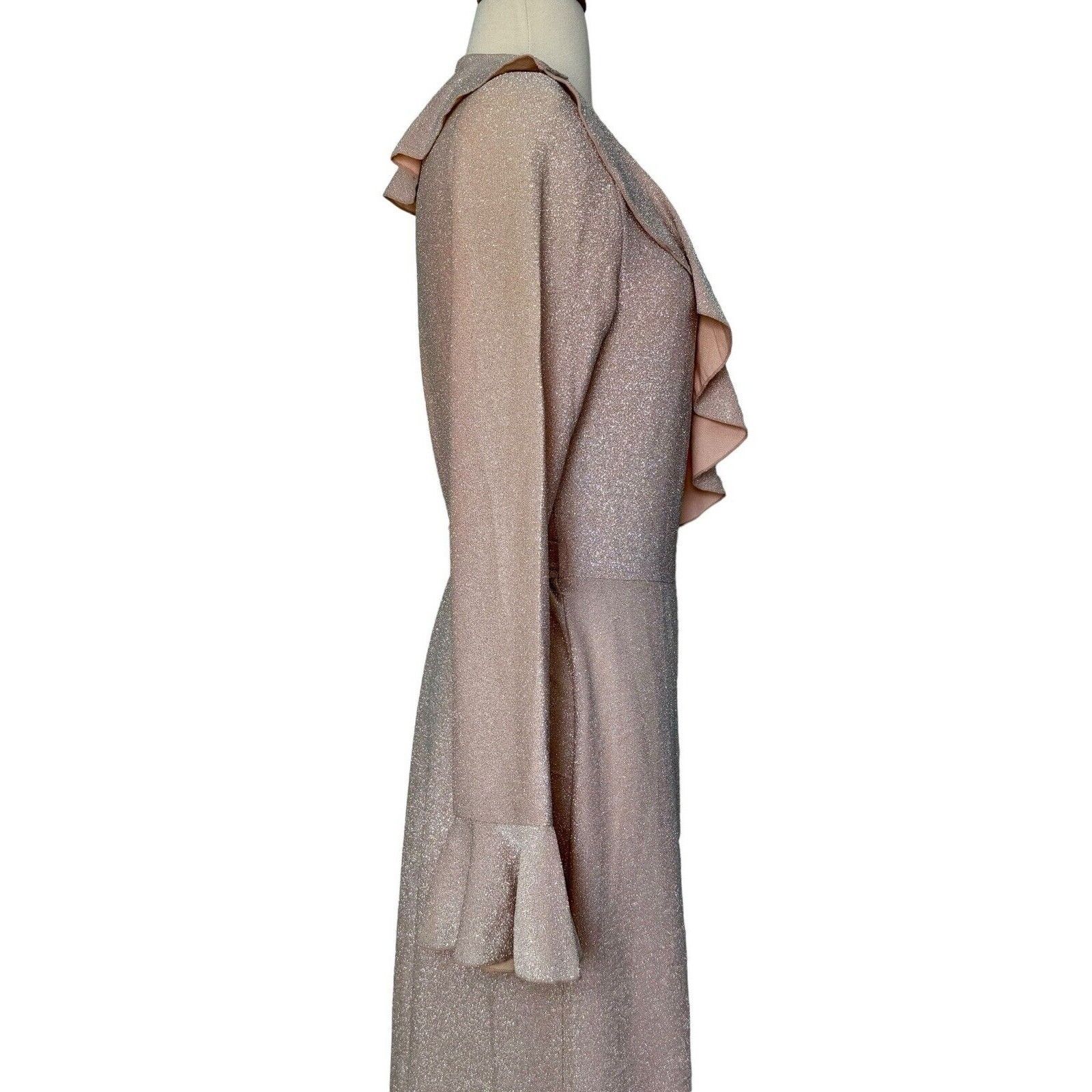 FREE PEOPLE One More Time Lurex Wrap Midi Dress Metallic M