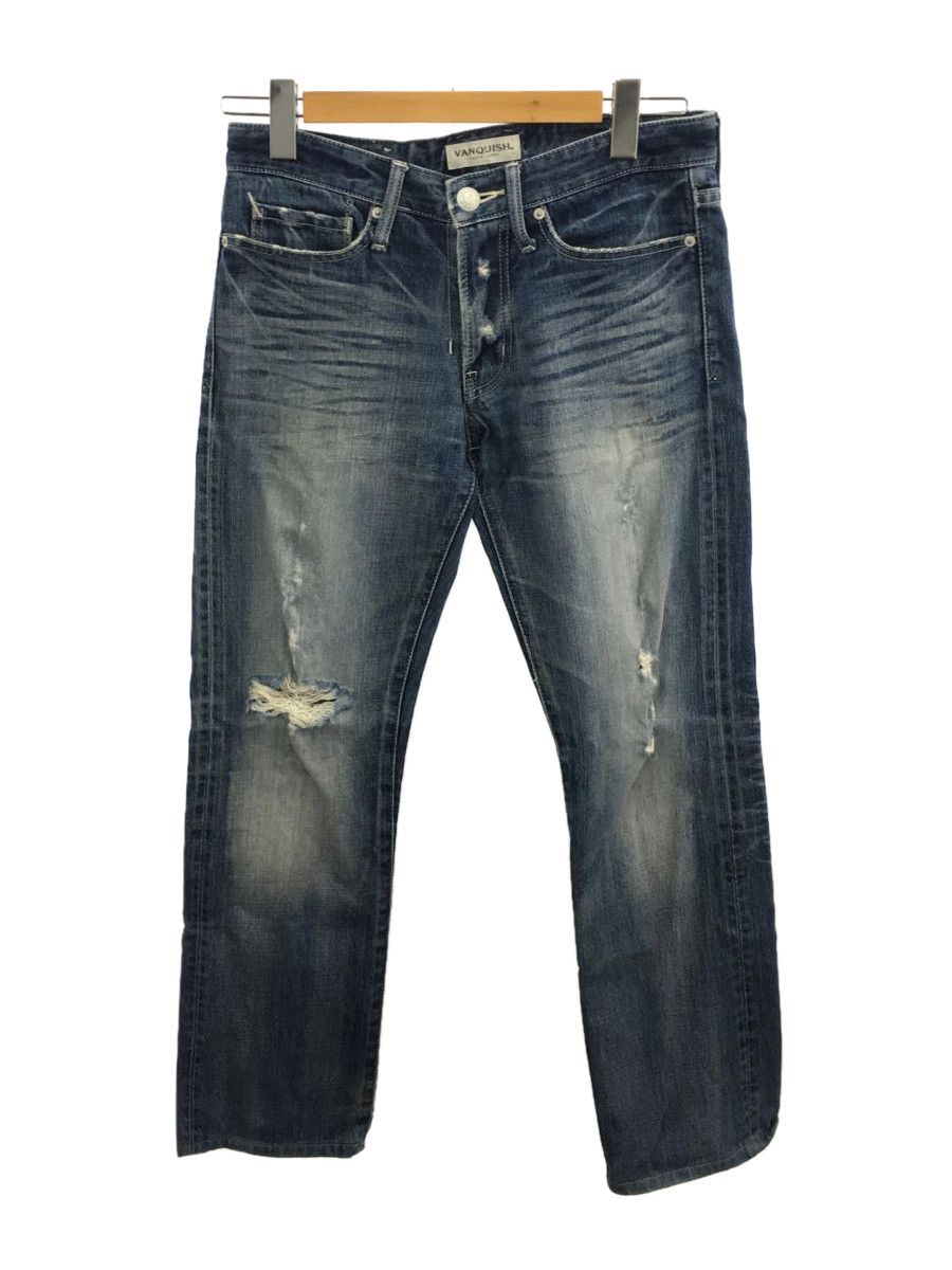 image of Vanquish Denim Straight Pants Zip Up Plain Cotton Indigo, Men's (Size 32)