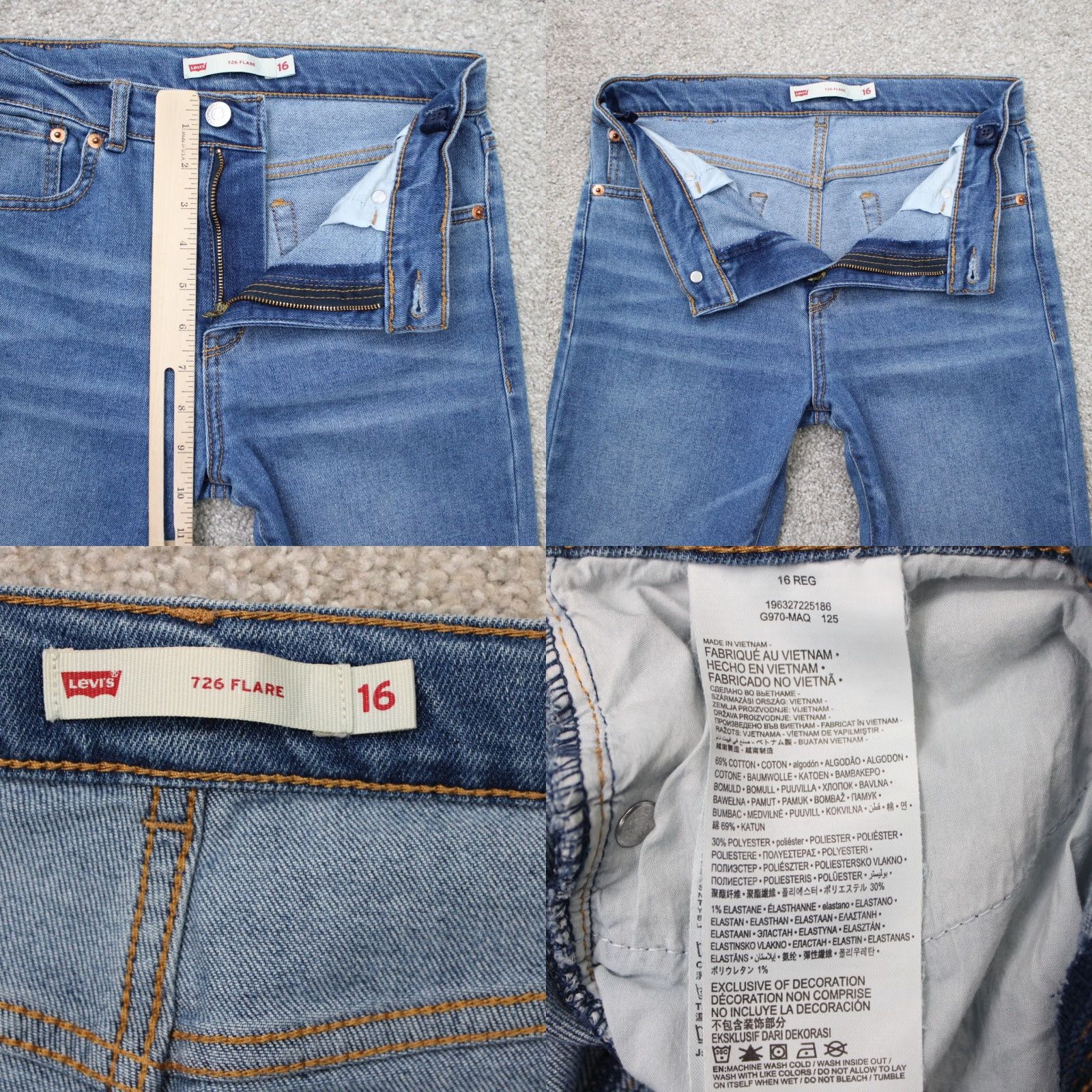 Levi's Levi’s Jeans Womens 16 Blue 726 Flare Leg 5-Pocket Cotton Blend Stretch Denim Size 38" / US 16 / IT 52 - 8 Thumbnail