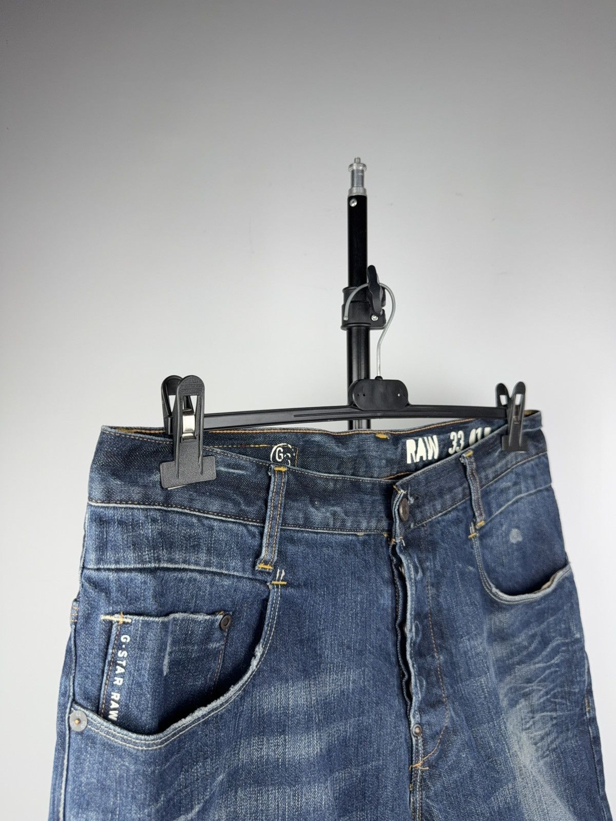 G-Star Retro 00s G-Star RAW GS01 Distressed Denim Shorts Cuffed 33 Size US 33 - 4 Thumbnail