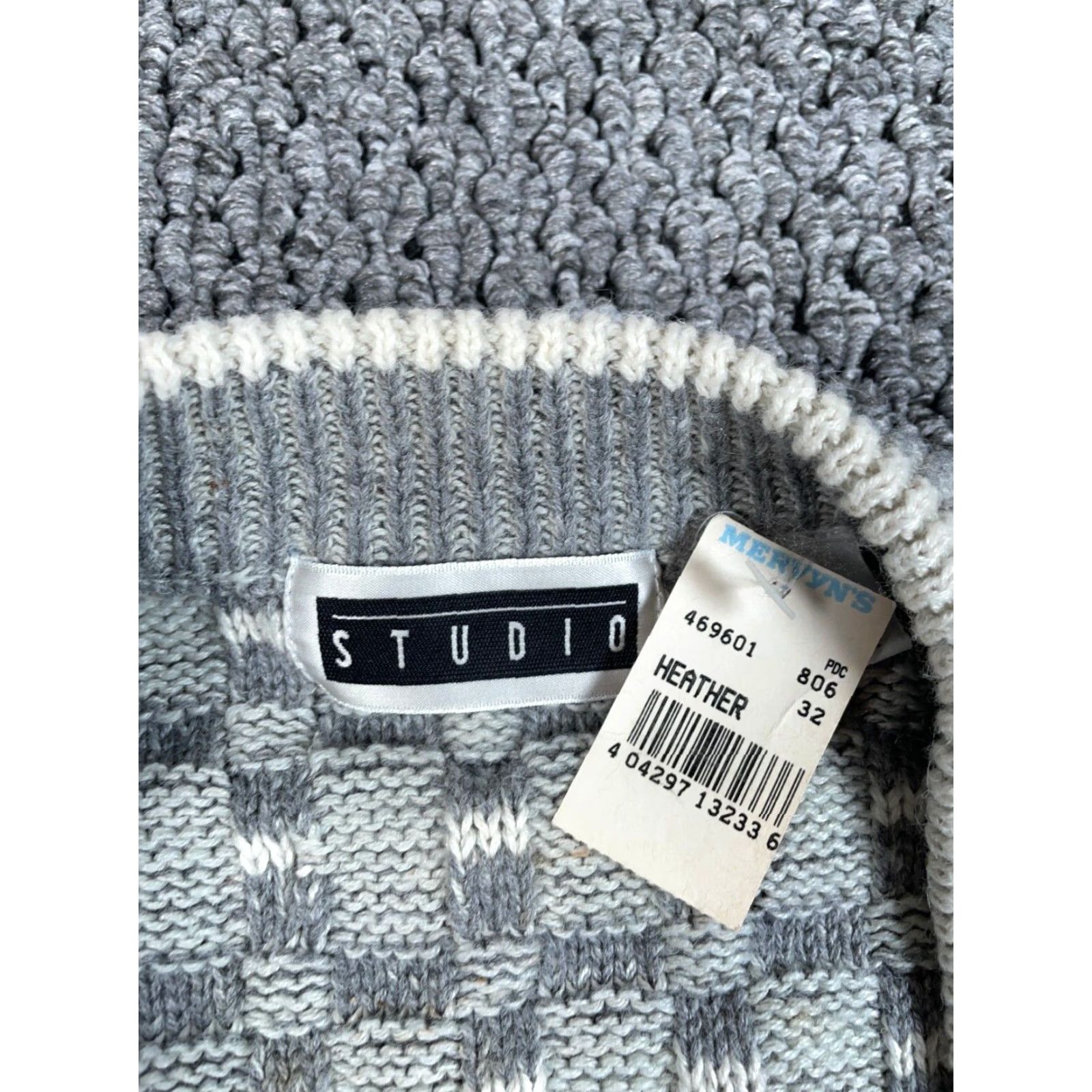Vintage VTG Studio Cardigan Check Pattern Heavyweight Gray Adult Large Mens Size US L / EU 52-54 / 3 - 4 Thumbnail