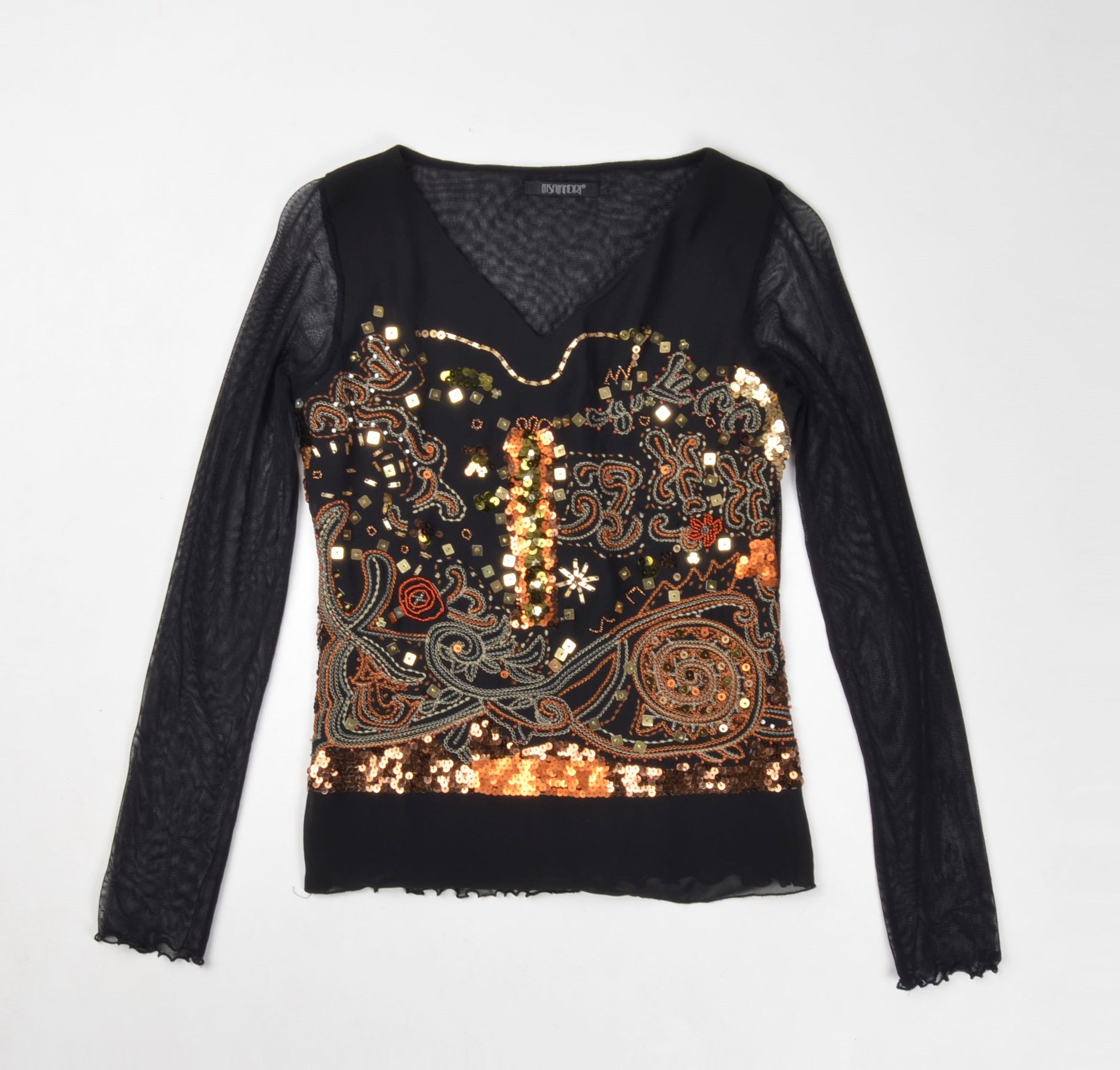 Designer × Vintage Elisalandri Vintage Y2K Boho Mesh Beaded Fairy Blouse Top Size S / US 4 / IT 40 - 4 Thumbnail